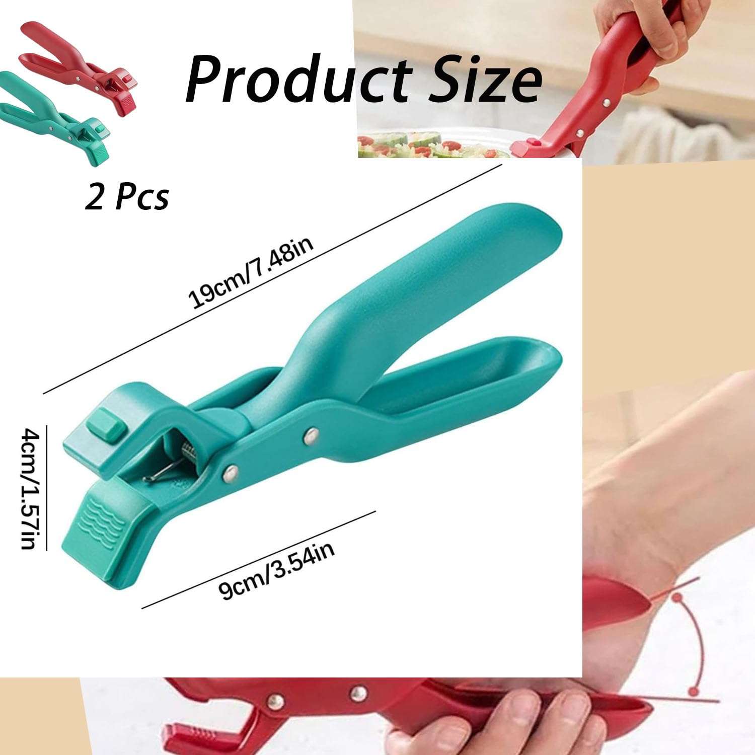 Aetomtins Multi-Function Anti-Scald Bowl Clip for Kitchen, Hot Bowl Dish Plate Gripper Clips Tongs Clamp Holder, Kitchen Silicone Anti Slip Clip 2025 Upgraded Silicone Clip(Red+Green) 3