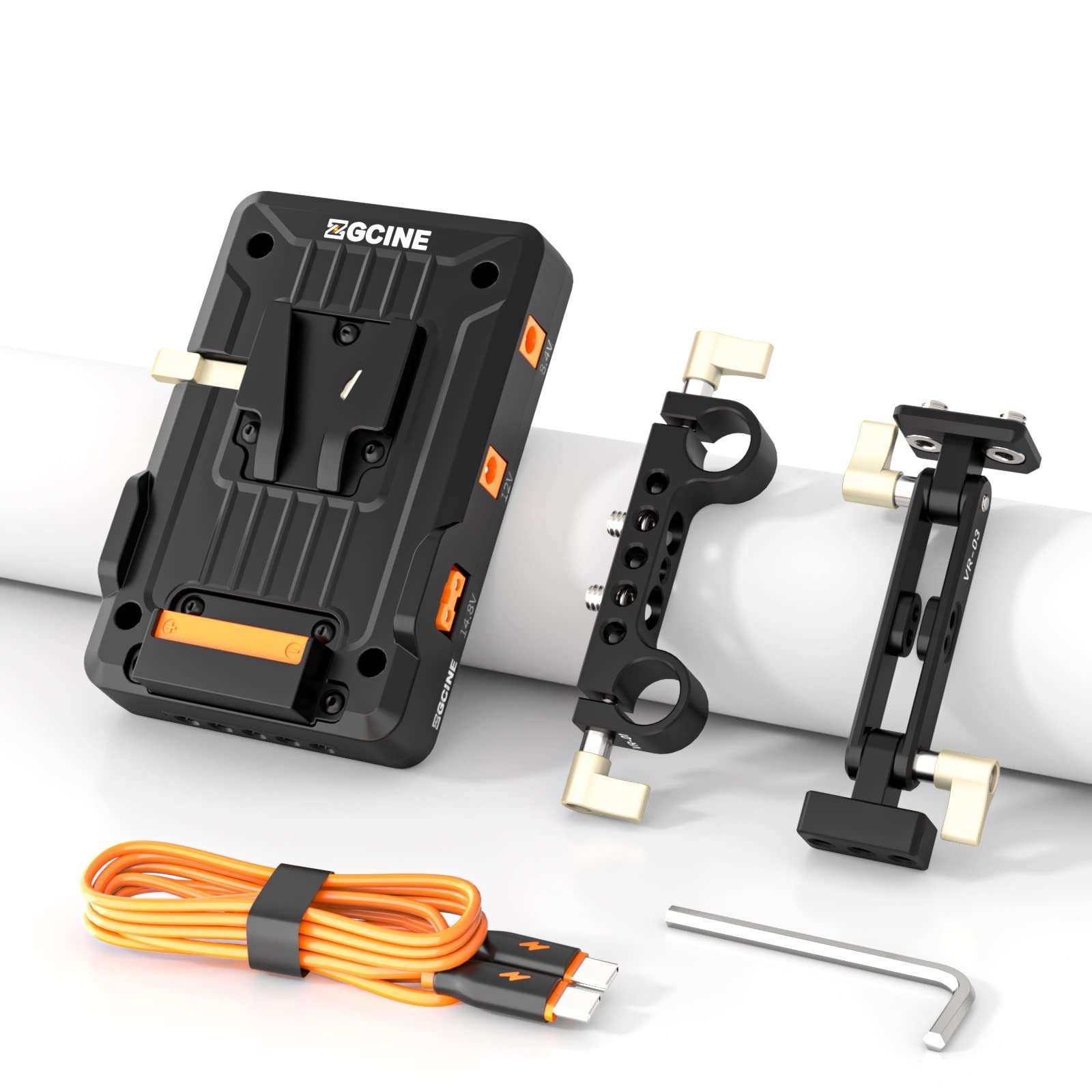 ZGCINE VP-1 VM-VP1 KIT2 V-Mount Battery Plate, Power Supply Splitter w/with 15mm Rod Clamp, Adjustable Arm, Standard V-Lock for BMPCC 4K/6k, RED, Canon DSLR Cameras, Camcorders 6