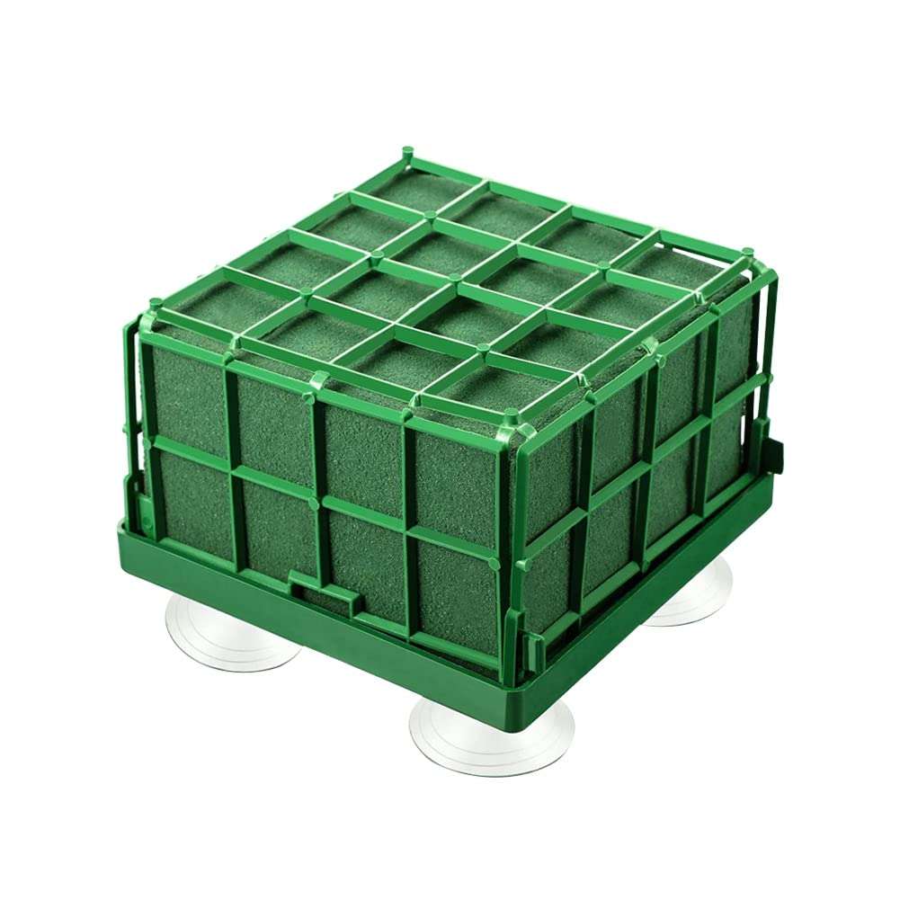 Xiaokeis 2 Floral Foam Cage with Suction Cups for Flower Arrangements, Square Floral Foam Cage Flower Holder for Fresh Flower Arrangement and Wedding Car Decorations(Green) 6