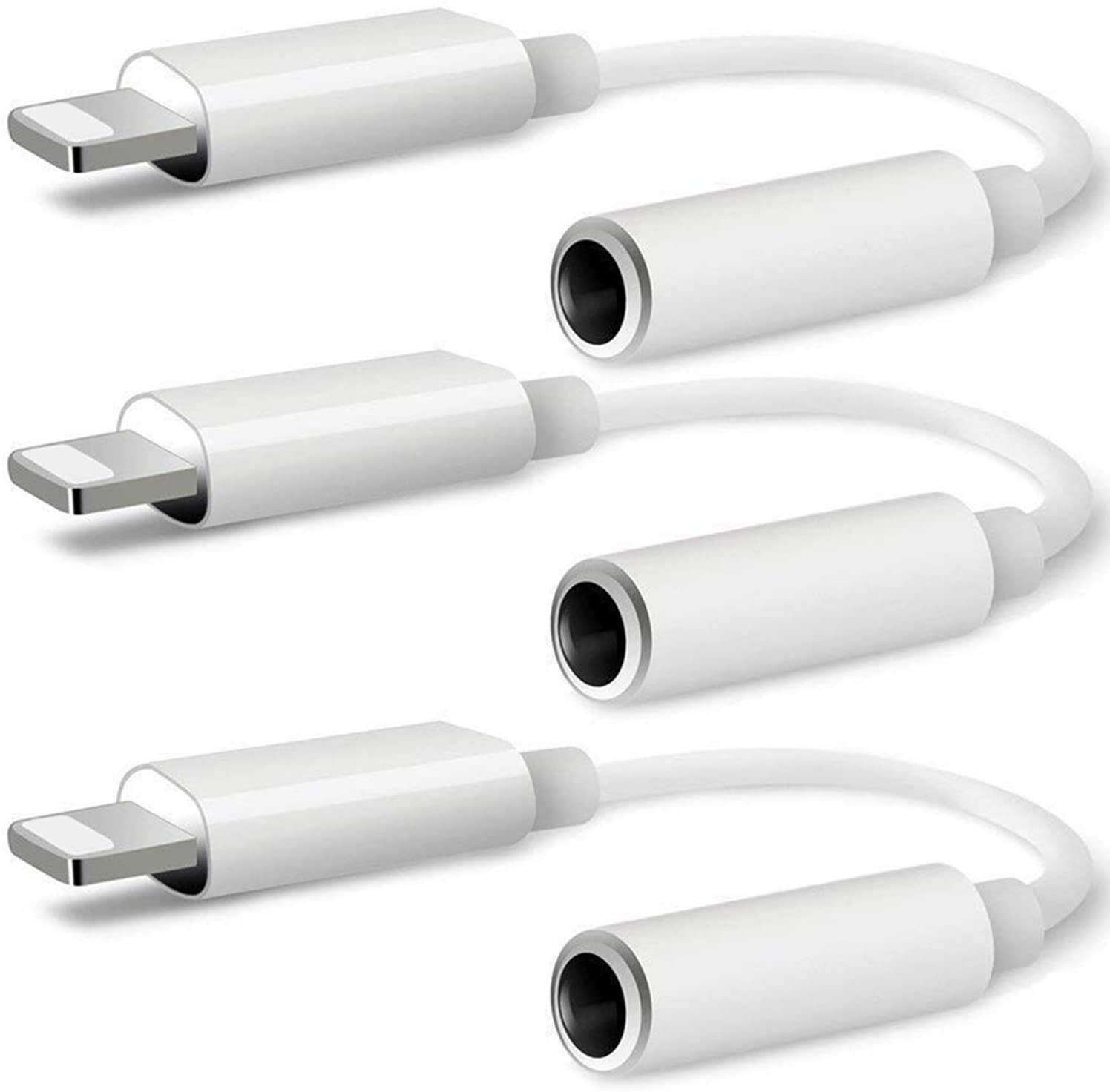 3 Pack iPhone Headphone Adapter, MFi Certified Lightning to 3.5mm Jack Adapter Compatible iPhone 7/7Plus/8/8Plus/X/XR/XS Max/11/11pro/SE/12/iPod/iPad Support iOS 13 and More 1