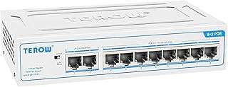 10 Port PoE Gigabit Switch 8 Port POE with 2 Uplink 1G: Featuring TEROW PoE 1000Mbps , 802.3af/at Compliant, Network, ethernet Switch with Vlan Funtion,Metal for Home/Office Aesthetically Pleasing 1