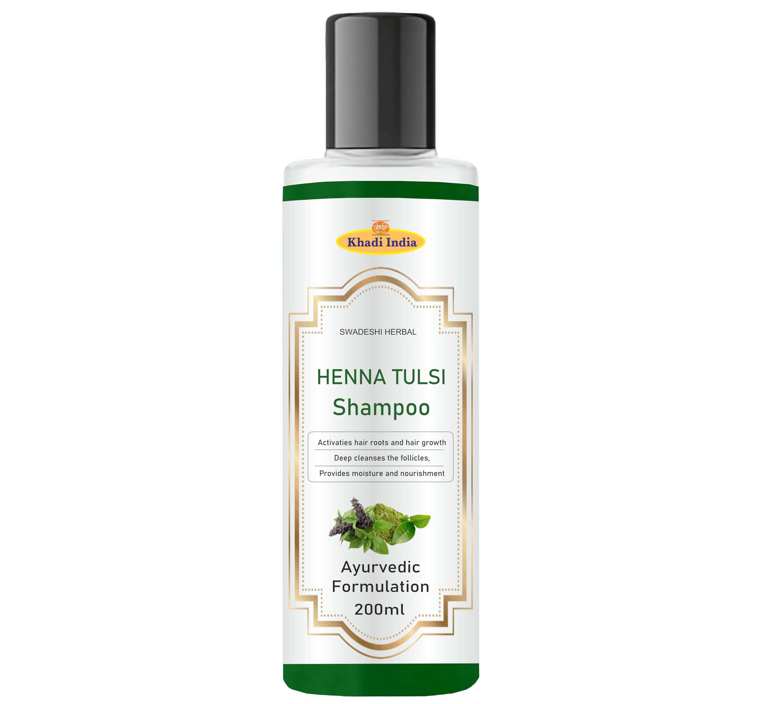 Khadi Heena Tulsi Shampoo – 100% Natural Herbal Cleanser for Hair Strength & Scalp Health – Controls Dandruff & Hair Fall – Sulfate-Free, Paraben-Free – 200ml 1