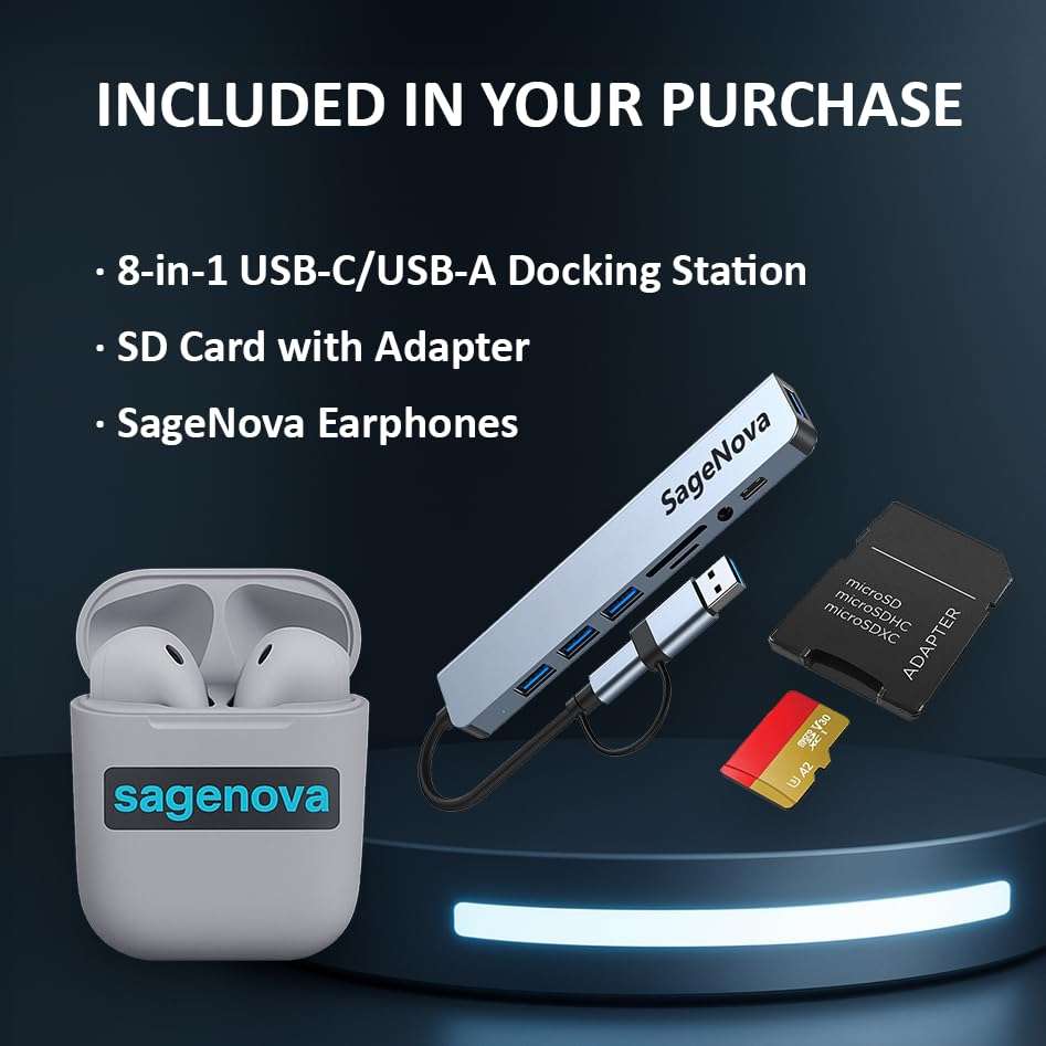 HP 15.6" FHD Touchscreen Laptop Computer, 16GB RAM 512GB Storage (256GB SSD+256GB Docking Station Set), 8-Core Intel Core i3 Processor, Windows 11 with Copilot AI, SageNova Earphones, Moonlight Blue 3