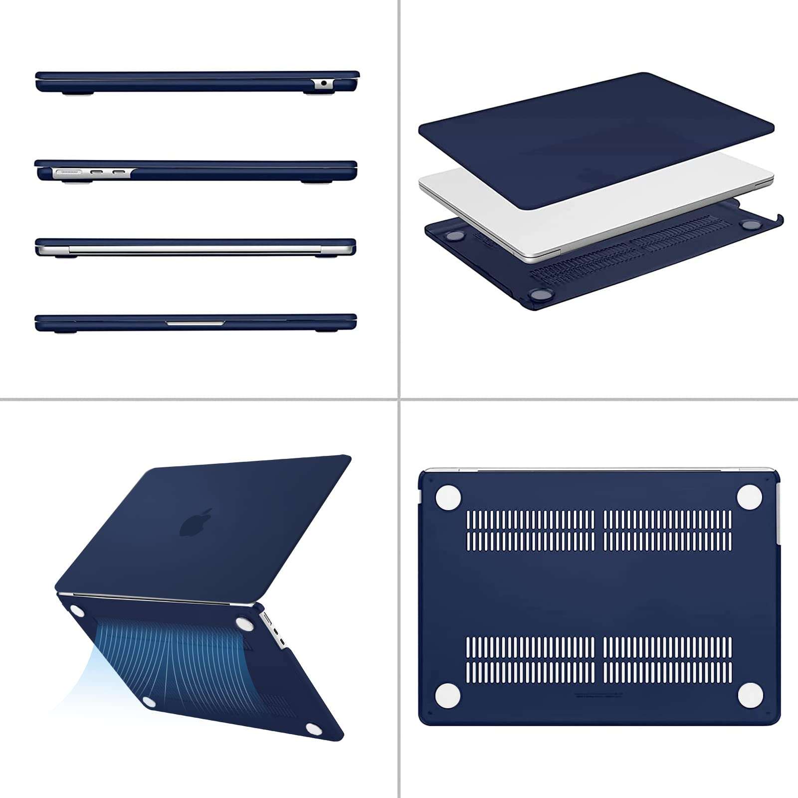 MOSISO Compatible with MacBook Air 13.6 inch Case 2022 2023 2024 Release M3 A3113 M2 A2681, Plastic Hard Shell Case&Keyboard Cover&Screen Protector&Type C Adapter&Bag with Small Case, Navy Blue 4