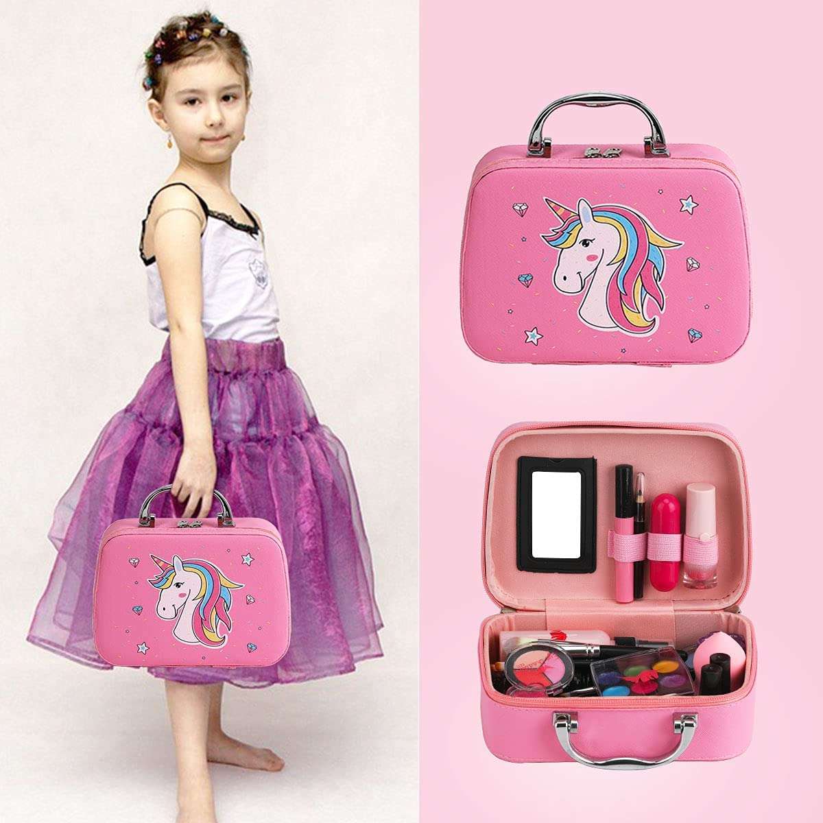 Kids Makeup Kit for Girl, Makeup for Kids, Washable Real Makeup Set for Little Girls, Toddlers Princess Pretend Play Make Up Set, Birthday Gifts Toys for Girl Aged 4 5 6 7 8 5