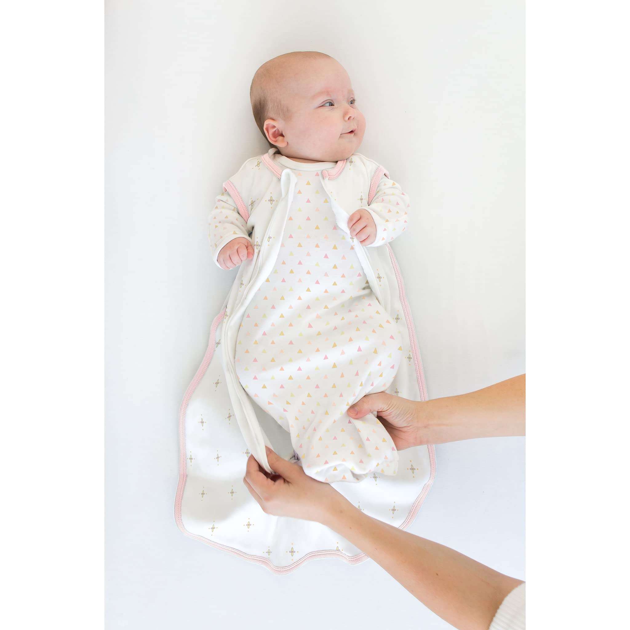SwaddleDesigns Cotton Sleeping Sack Wearable Blanket with 2-Way Zipper, Bella, Pink (Small 0-6 Months) 5