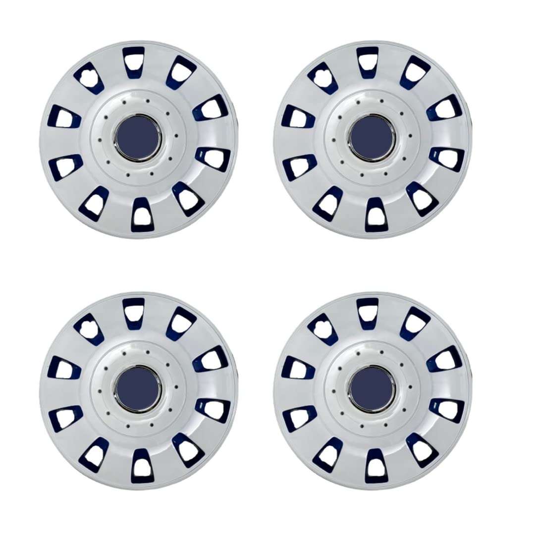 Oshotto Premium OSHO-WC53BW 12-inch White and Blue Double Paint Finish Universal Fitting-Push Type Car Wheel Cover (Set of 4) 3