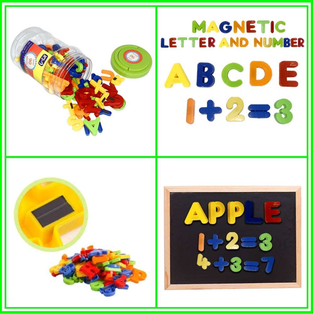 Megcos Magnetic Numbers & Letters - Assorted Colors Game - Montessori Educational Toys Gift for Toddlers Age 3 Preschool and Up Years Numbers s in Jar - Magnets Gift for Preschool 90-Pieces, Orange (1224) 2