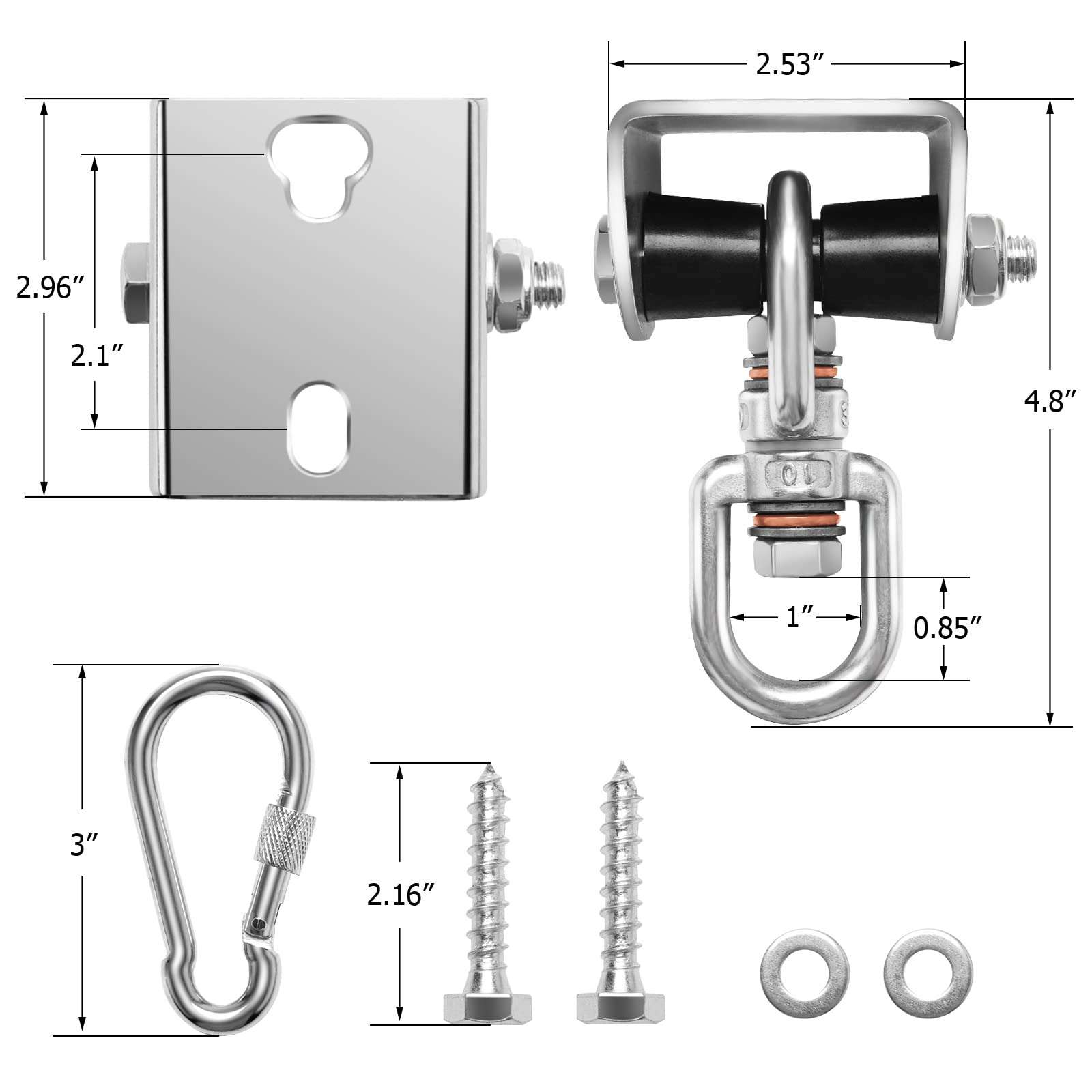 Eapele Heavy Bag Mount Hangers for Wood Beam, Built-in 360° Rotate Bearings, 700lb Capacity, Come with Heavy Bag Chains 3