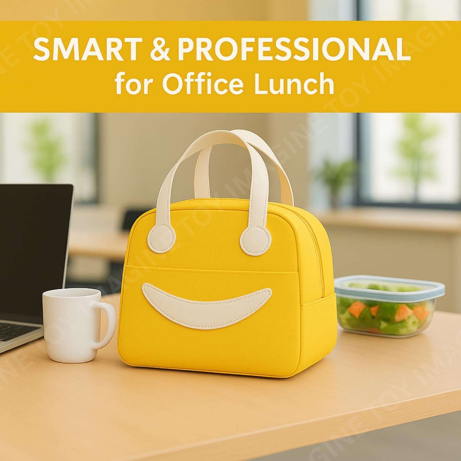 Toy Imagine Smiley Insulated Lunch Bag for Kids & Office | Tiffin Bag for School Boys & Girls | Snack Tote Bag for Women | Compact & Portable Leak-Proof 6.5L (Assorted) 5