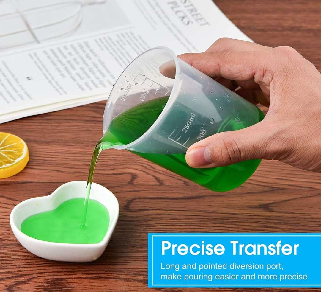 SPYLX Plastic Measuring Cups Graduated Epoxy Resin Mixing Cups, Small Beaker, Plastic Measuring Cup for Epoxy Resin, Paint, Art Craft, Soap Candle Tumbler Making (1, 100ml) 6