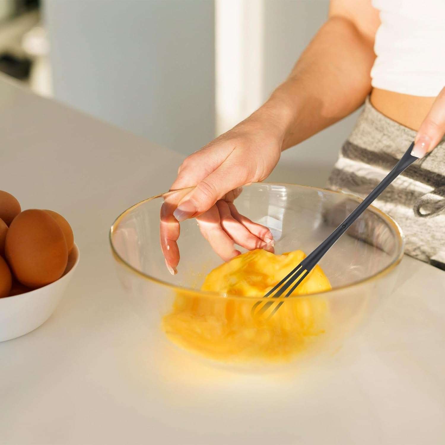 SIYANSHU Multifunctional mini Whisk,mini Spoon,Small whisks for Cooking,Tiny Whisk 3 Pieces,mini Small wisk,for Blending,Whisking,Beating Ingredients, Mixing Sauces (3, Balck) 4