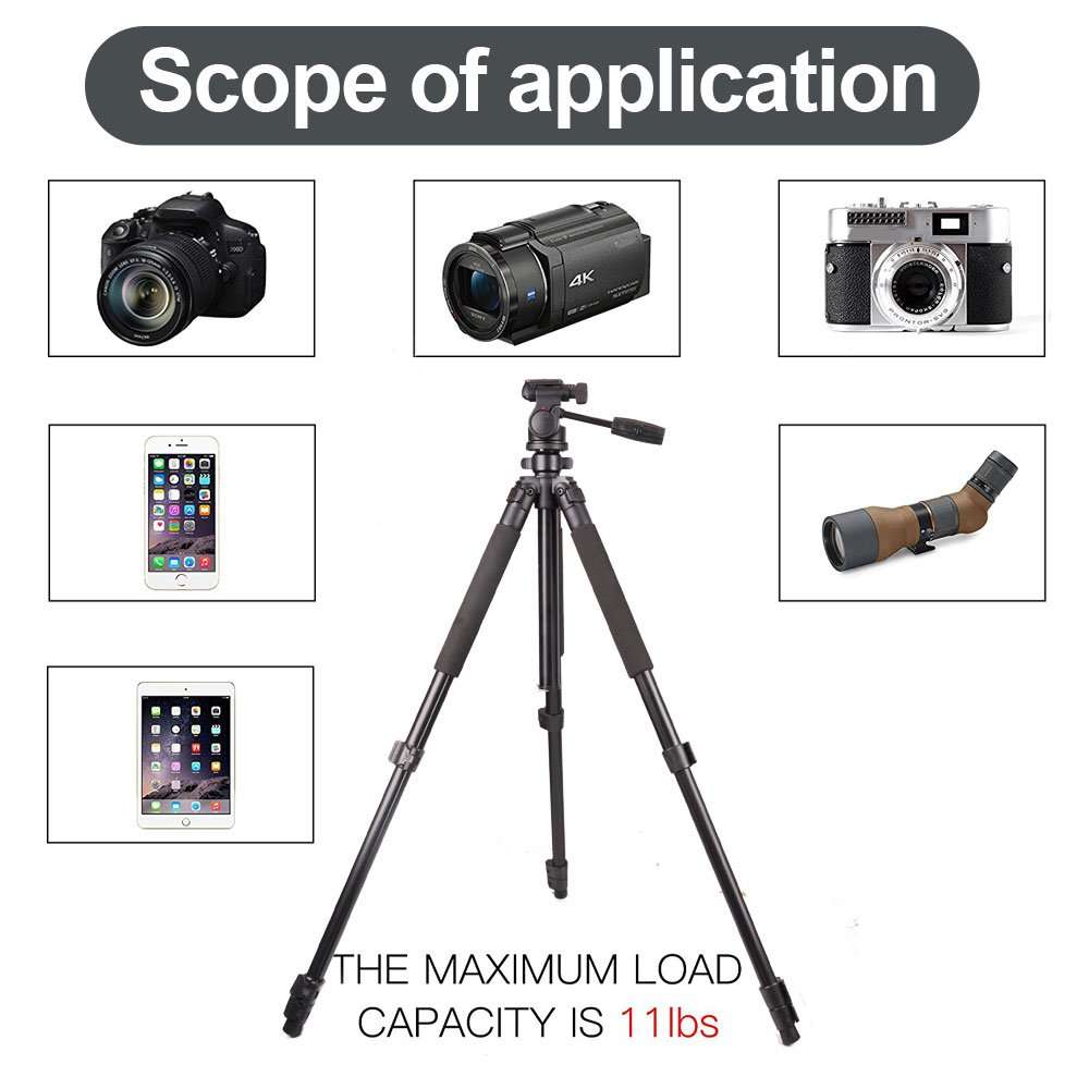 Gosky Tripod -Travel Portable Tripod for Spotting scopes, Binoculars, camcorders, or SLR Cameras (Pro Tripod (61-inch)) 6