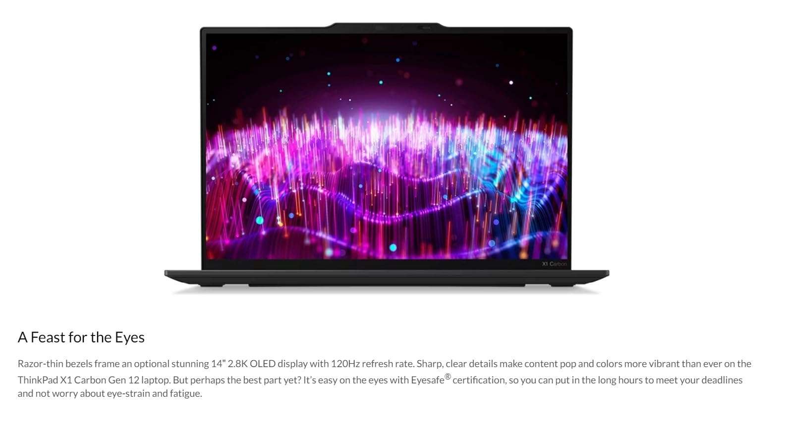 Lenovo Gen 12 ThinkPad X1 Carbon Laptop with Intel Ultra 7 165U vPro Processor, 14" OLED 2.8K Non-Touch Anti-Glare Display, 64GB 6400MHz RAM, 1TB Gen4 Performance SSD, FHD+ IR+ RGB Camera, Win 11 Pro 4