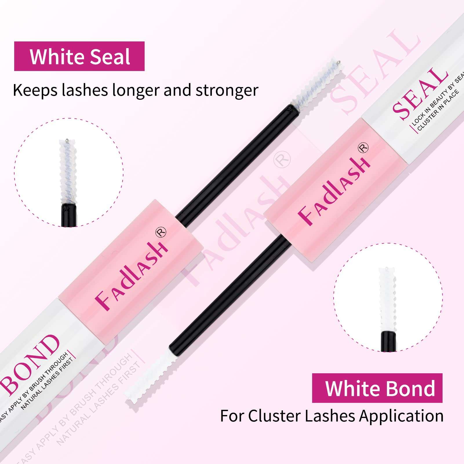 FADLASH Lash Bond and Seal Kit 2 Pcs Bond and Seal Lash Glue for Eyelash Clusters Waterproof Lash Clusters Glue Stong Hold Clear Long Lasting (10ml) 4