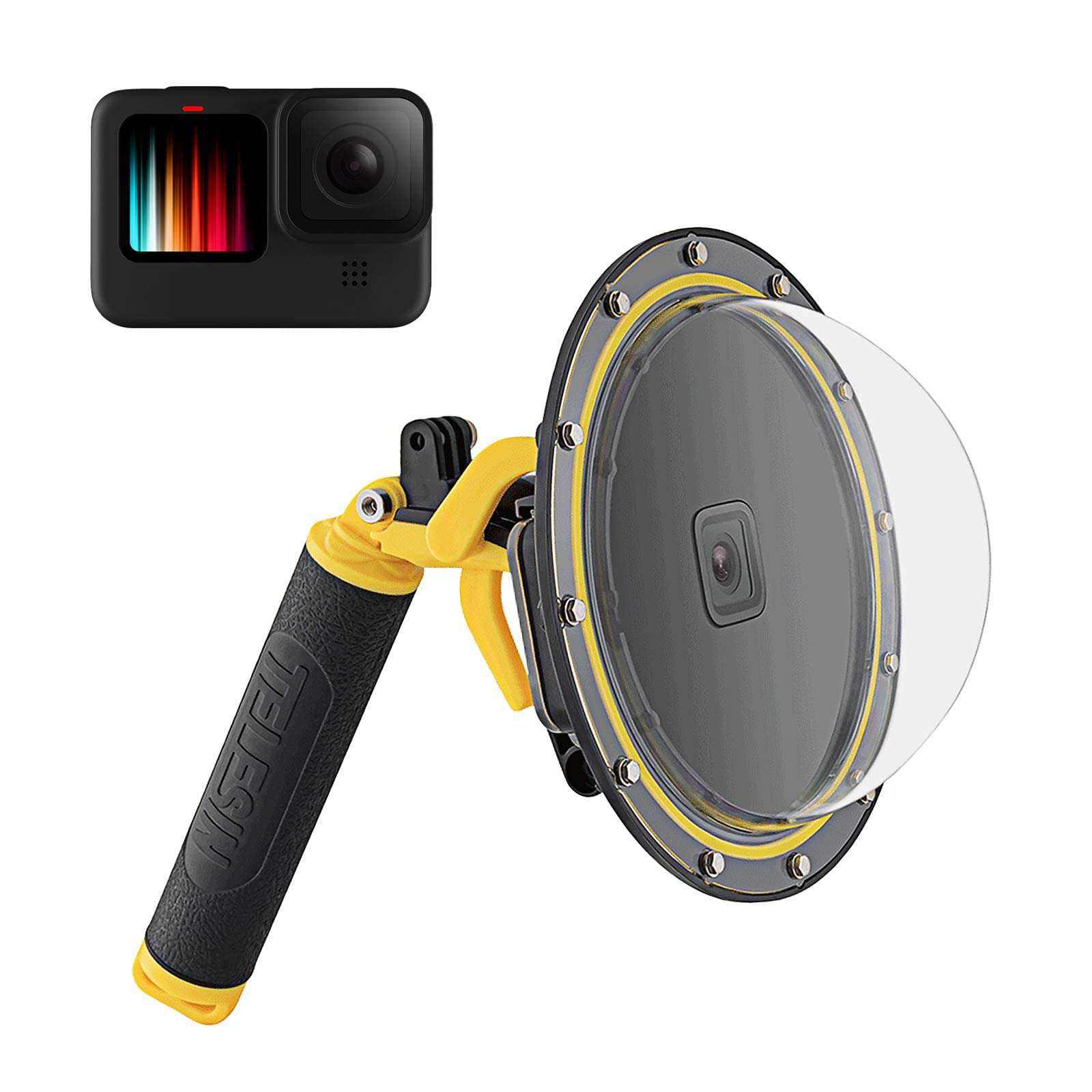 TELESIN 6 inches Dome Port Lens for GoPro Hero8 Black,Waterproof Housing Case Hand Floating Grip Trigger, Transparent Cover Underwater Diving Photography