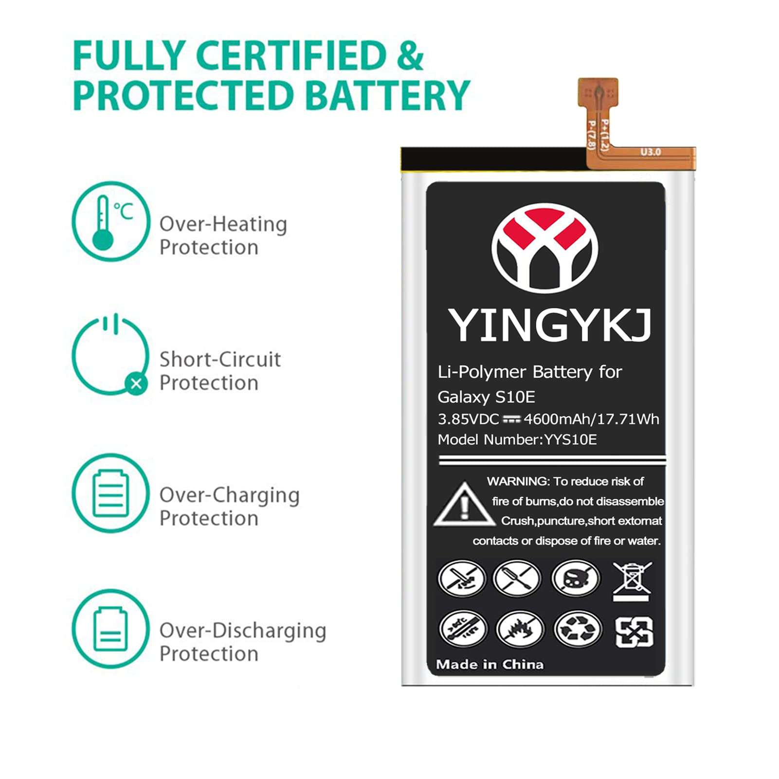 Galaxy S10e Battery, Upgraded 4600mAh High Capacity 0 Cycle Battery EB-BG970ABU Replacement for Samsung Galaxy S10e SM-G970 G970F/DS G970U G970W with Complete Tool Kits 2