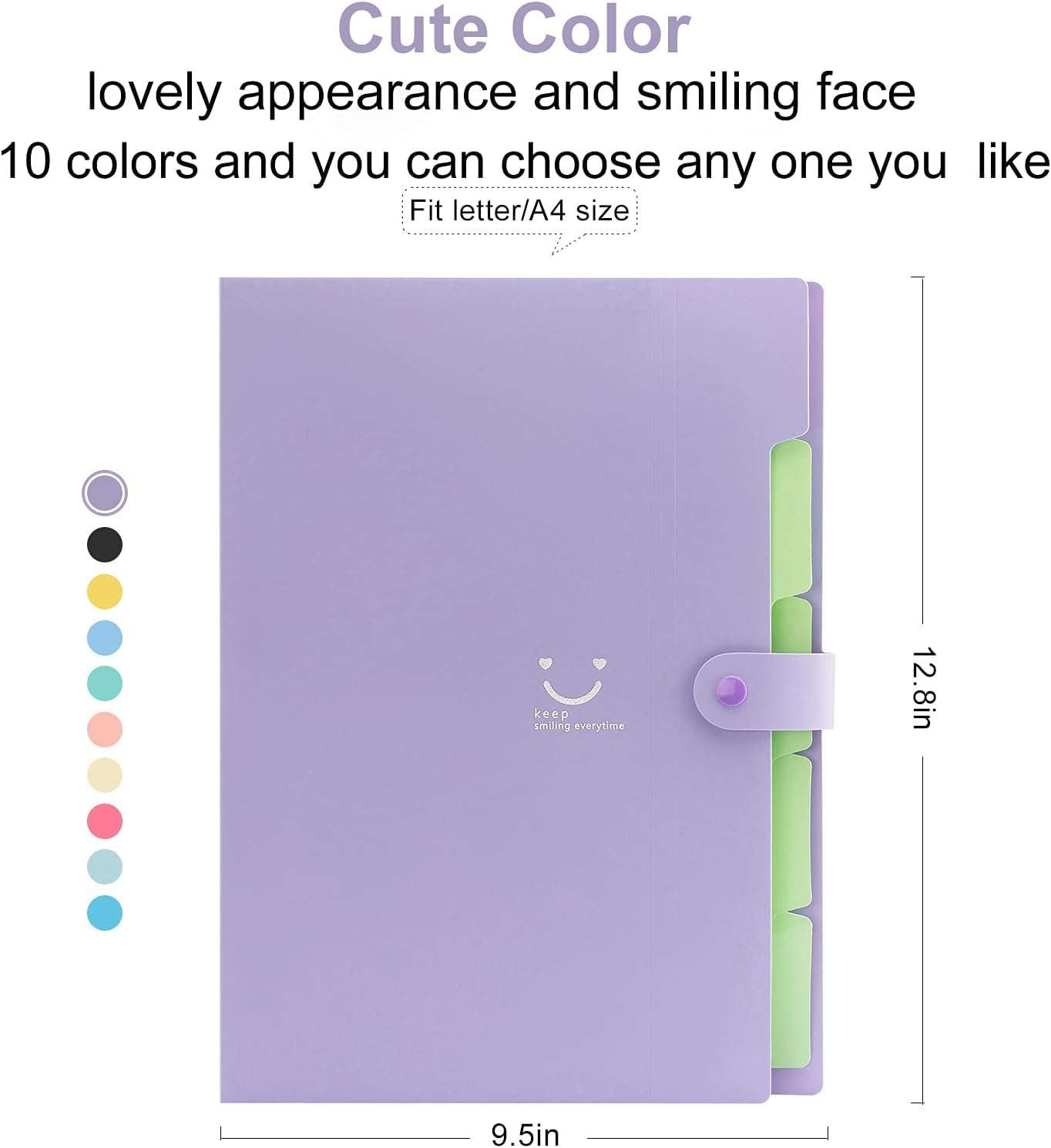 Corslet Accordion File Organizer, Letter Size A4 Document Folder 5 Pocket Expanding Cute File Folder Portable File Organizer for School Office Supplies, File Folders for Documents 3