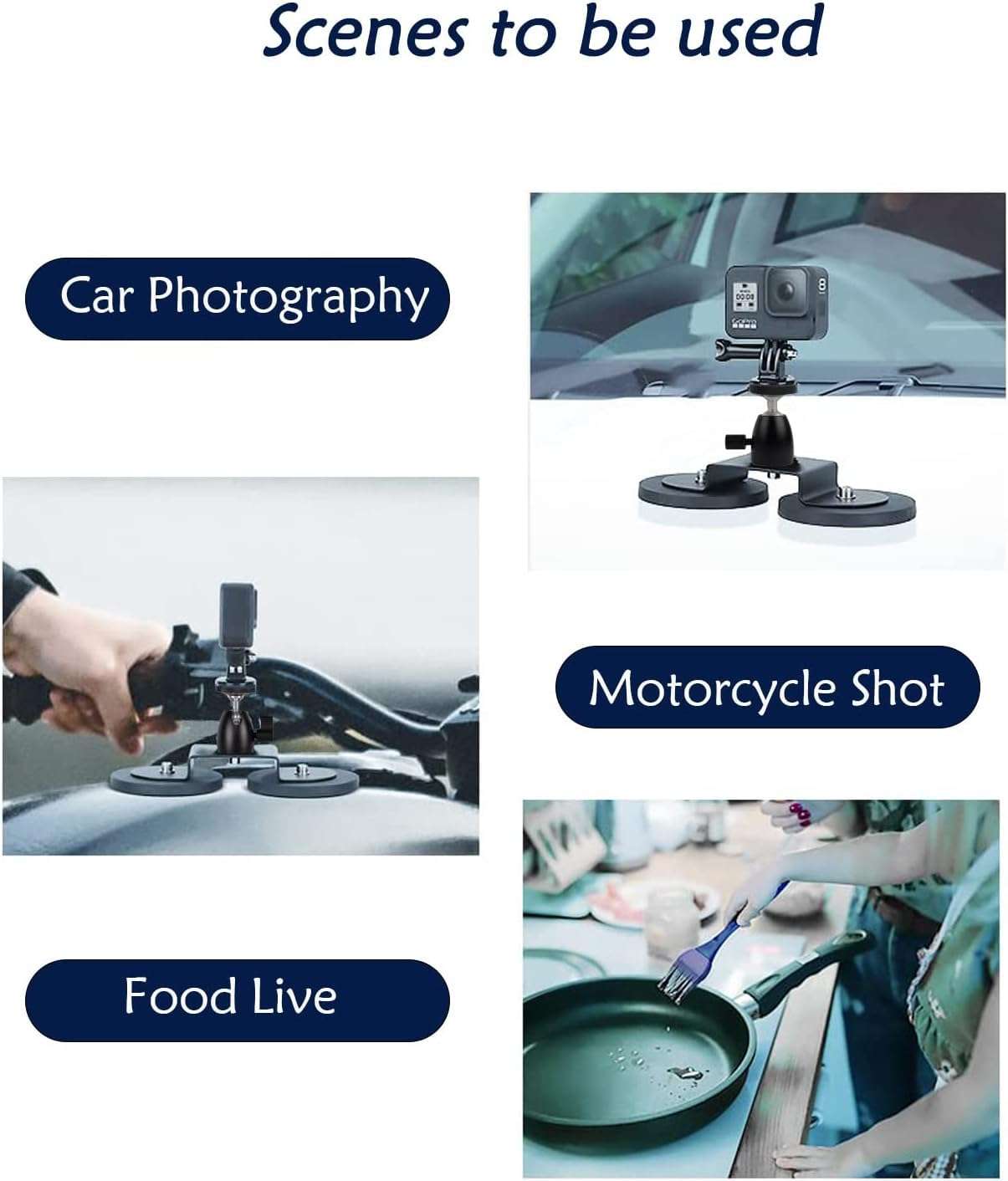 ADOFYS Magnetic Action Camera Mount, Super Magnetic Heavy-Duty Alloy Suction Cup Mount with Adapter 1/4-20 for GoPro Compatible with Hero 11/10/9/8/Max and Other Action Camera 4