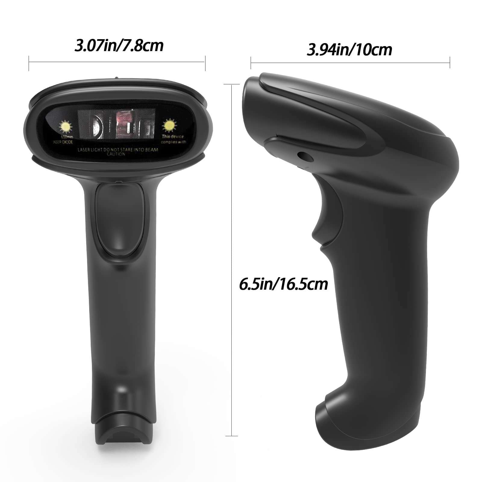 USB Laser Barcode Scanner Wired Handheld 1D Bar Code Scanner Reader Black 2