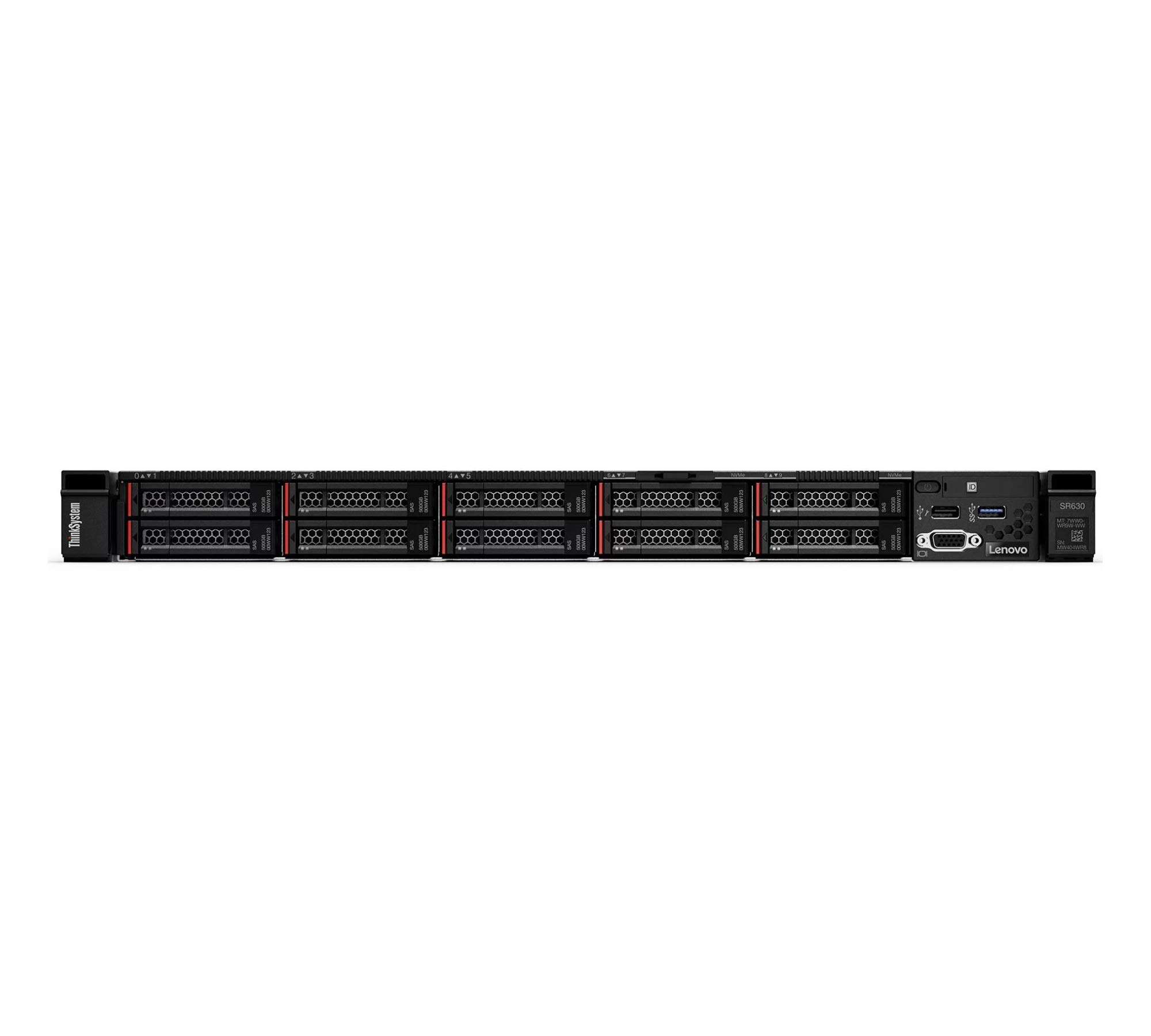 Lenovo ThinkSystem SR630 Rack Server Bundle with Rail Kit, Windows Server 2019, 2 x Intel Xeon Silver 4110 8-Core 2.10GHz, 64GB DDR4, 4TB SSD, RAID 3