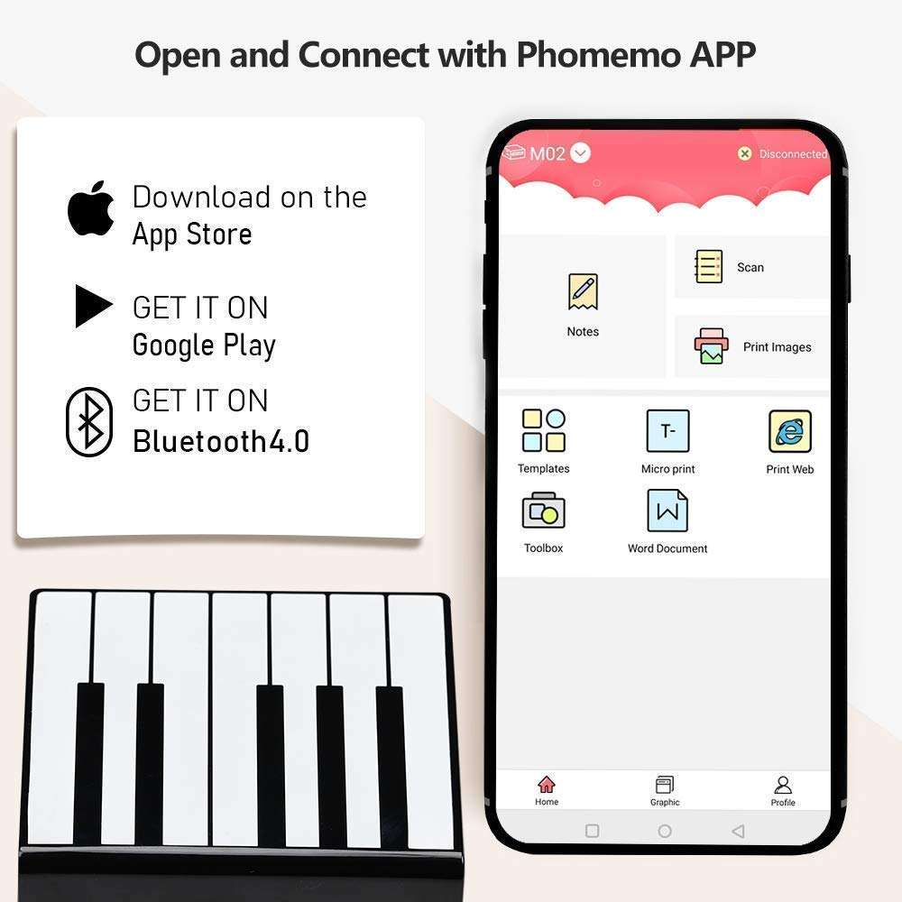 Phomemo M02 Pocket Printer- Bluetooth Thermal Photo Printer with 3 Rolls Transparent Sticker Paper, Compatible with iOS + Android for Plan Journal, Study Notes, Art Creation, Work, Gift 2
