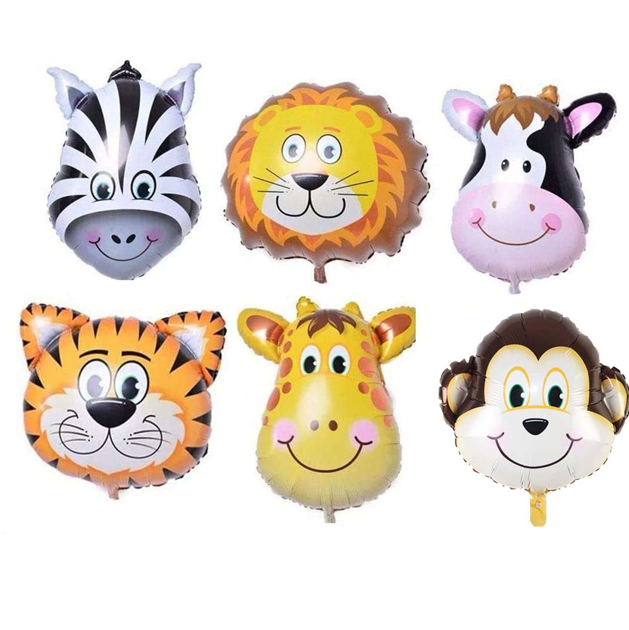 AR GIFTZADDA JUNGLE SAFARI 2ND BIRTHDAY ANIMAL THEME FOIL BALLOONS KIT WITH LION ZEBRA TIGER GIRAFFE MONKEY COW FOIL FOR BIRTHDAYS AND THEME PARTY CELEBRATION DECORATION (Animal Multi theme Kit) 6