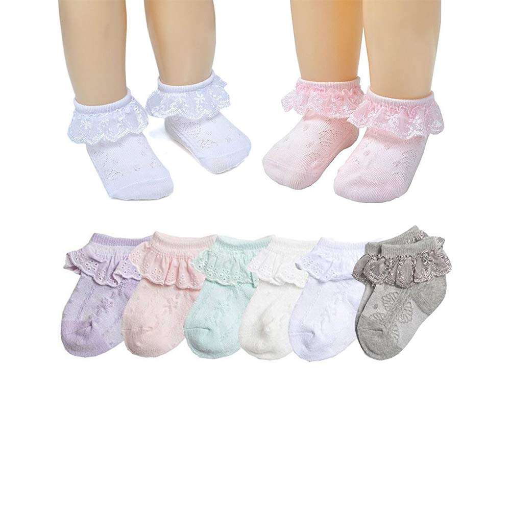 Baby Summer Girls' Princess Lace Thin Spring Summer Cotton Socks Dressy Socks (Multicoloured, 6-12 Months)
