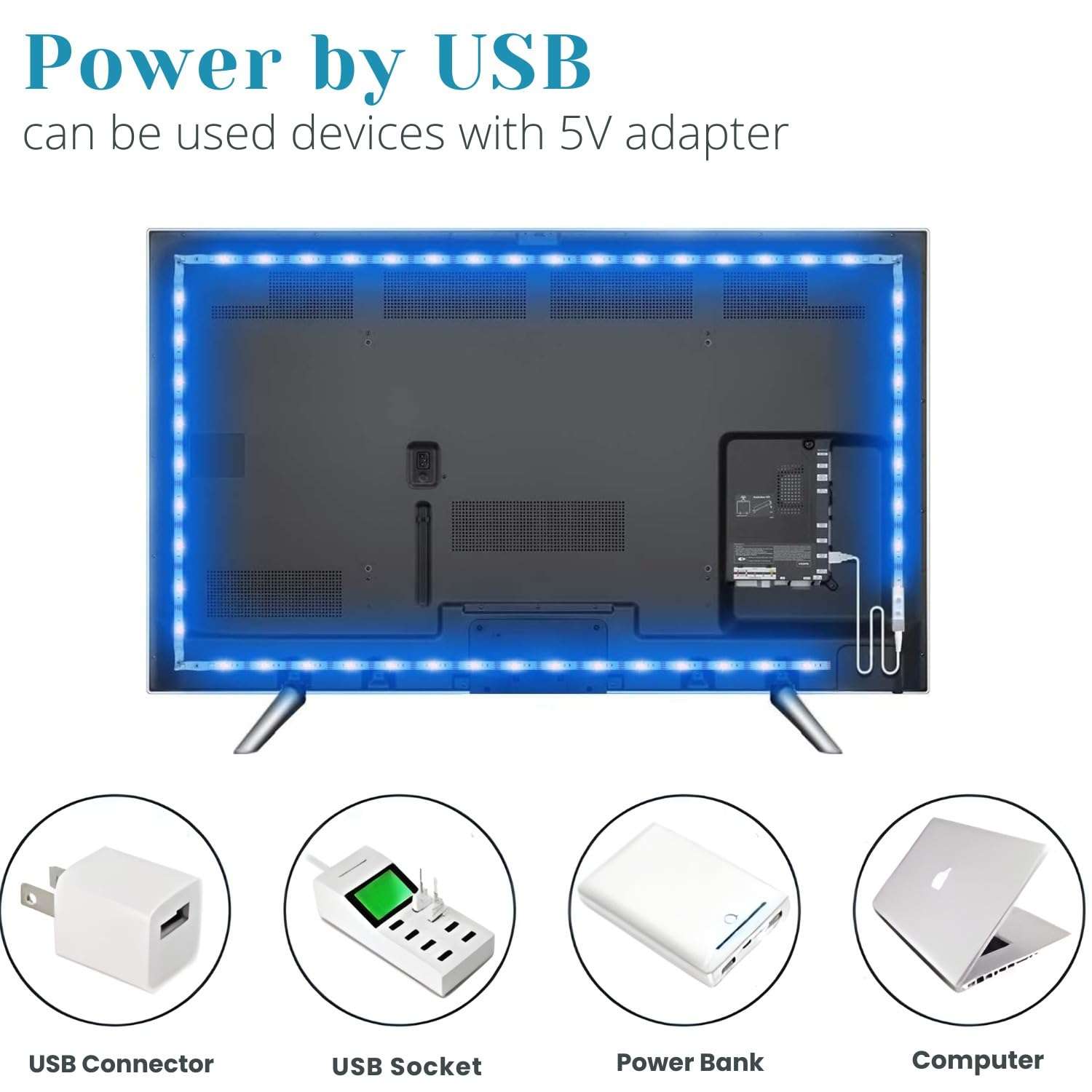 One94Store RGB LED Strip Light 3 Meter USB Powered 5V Flexible Color Changing LED Light with Mini Controller for TV Backlight, Gaming Desk, PC, Monitor, Mirror (for 32-40" inch Tv'S) 4