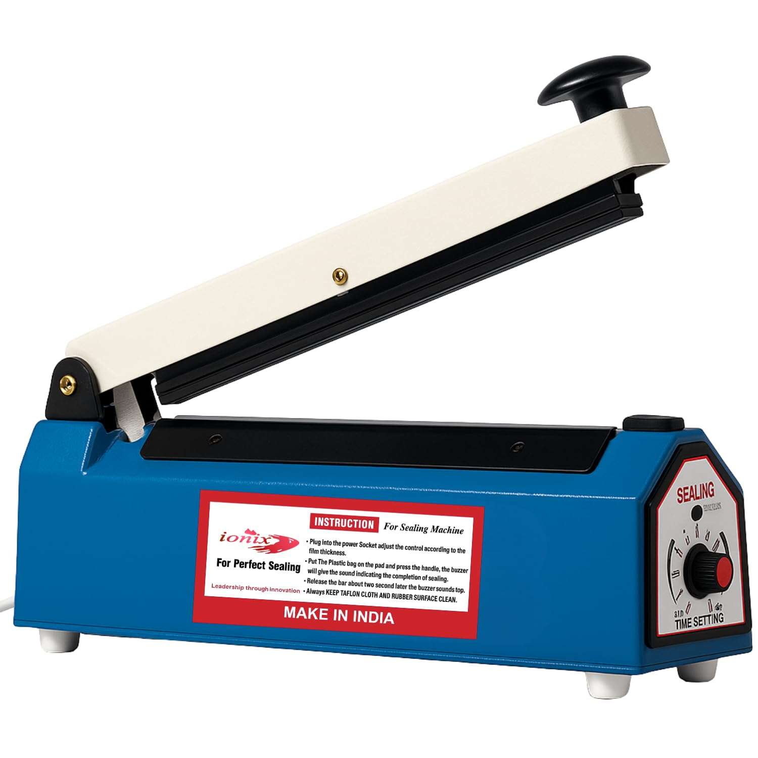 IONIX Sealing Machine for Food Packets | 1 Year Warranty, 8 Inch | Packet Sealer Machine, Packing Machine Sealing, Plastic Sealing Machine, Heavy metal Body From Full Customer Support (Blue - 200mm) 1