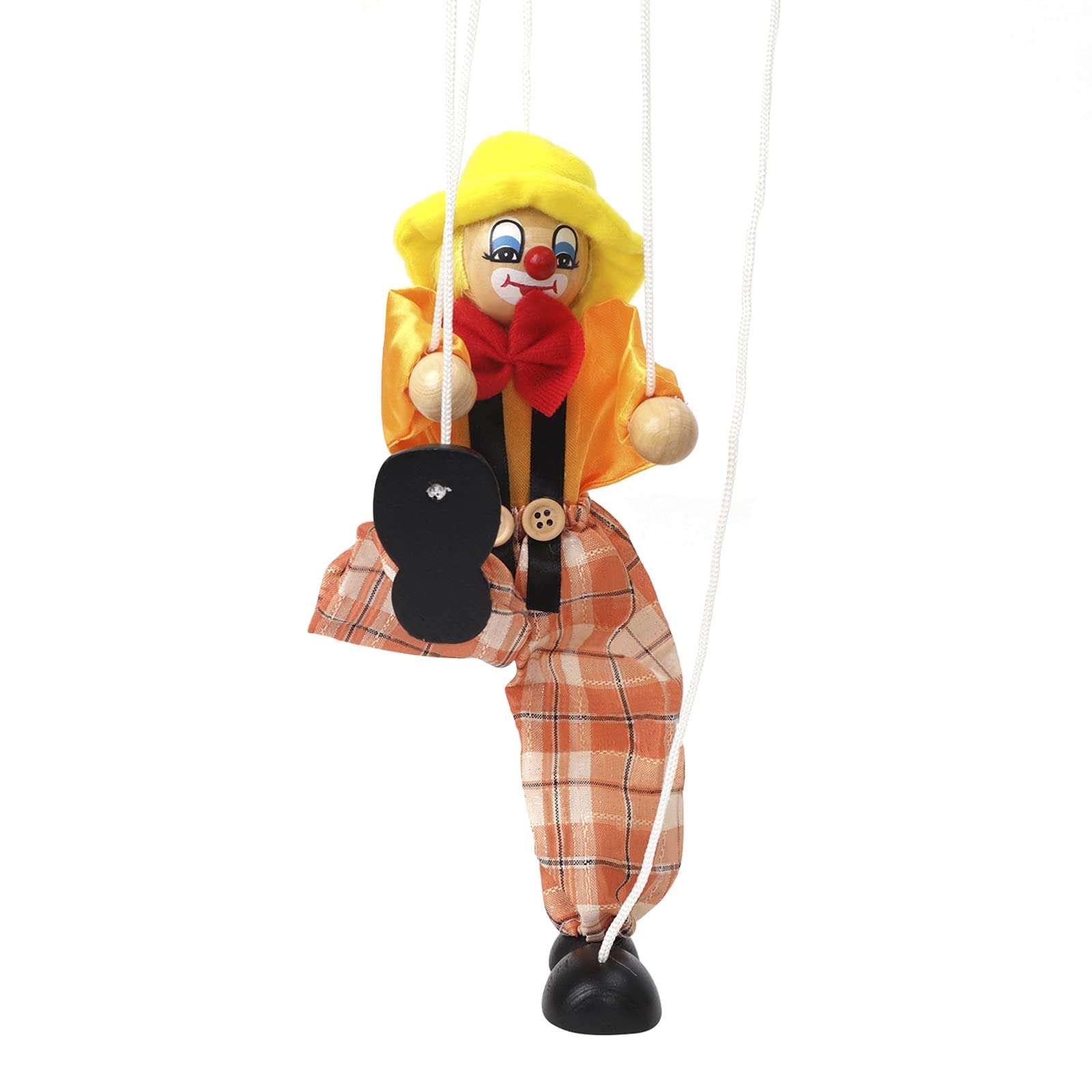 Fun Wooden Clown Marionette Pull String Puppet Vintage Decor for Family Men Women Pretend Play Puppetry Party 5