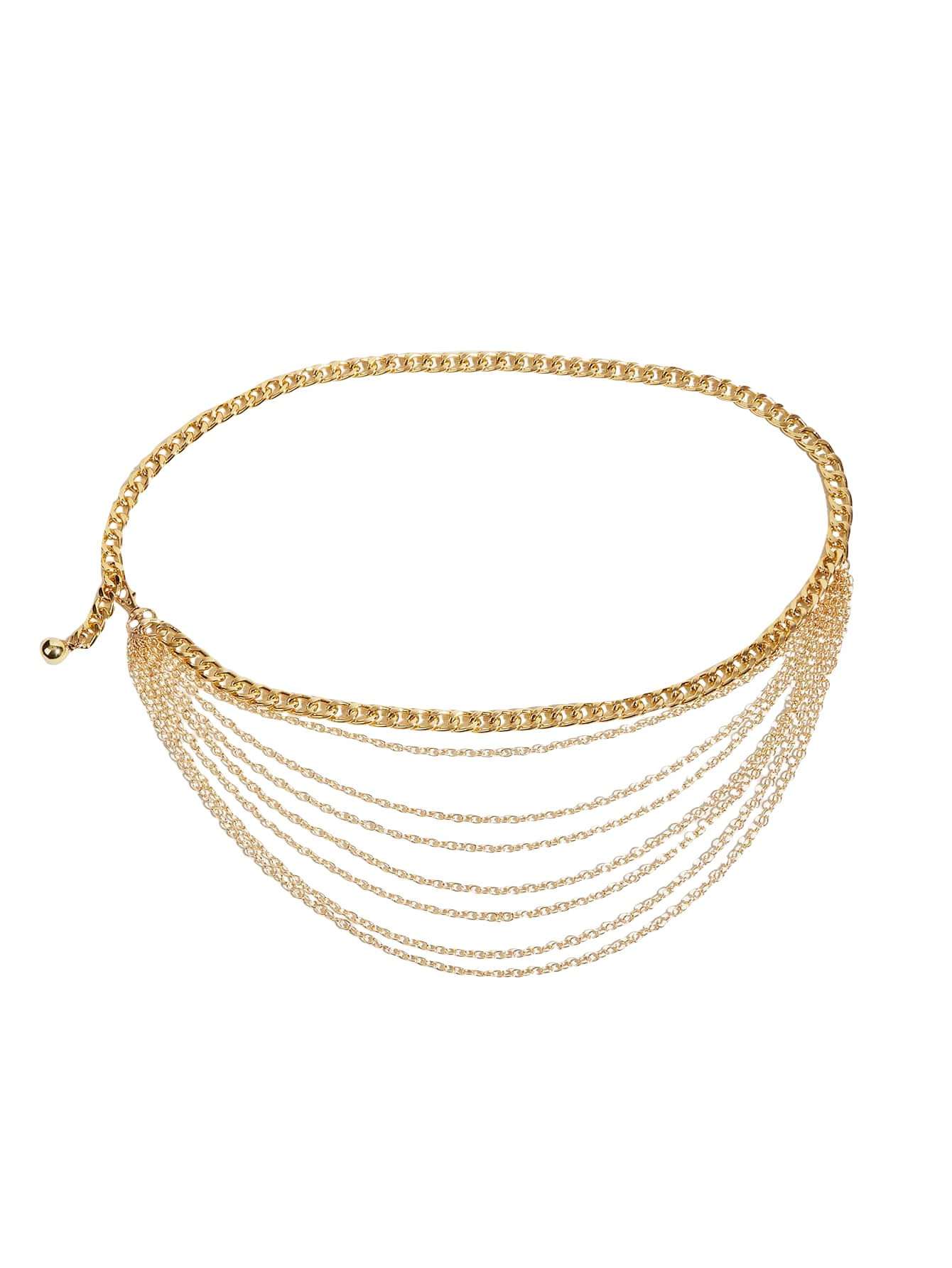 WDIRARA Women's Metal Multilayer Waist Chain Belt Body Belly Chain for Dress Pants Minimalist Layered Gold 70/80 1