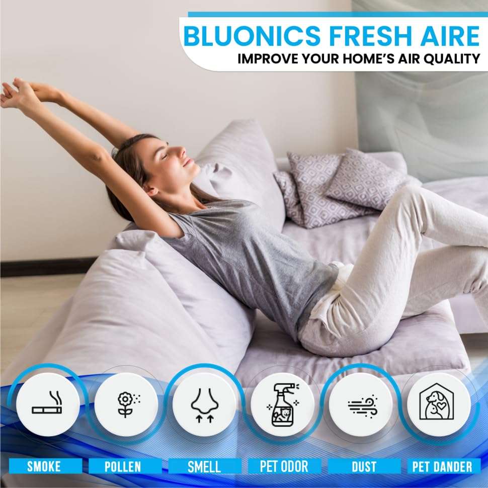 Bluonics Fresh Aire 2-Pack Water Air Purifier with a bottle of Lavender Fragrance, LED Changing Colors & White Noise. Use Scented Fragrance or Essential Oil Concentrate for Aroma Scents - Filterless 6