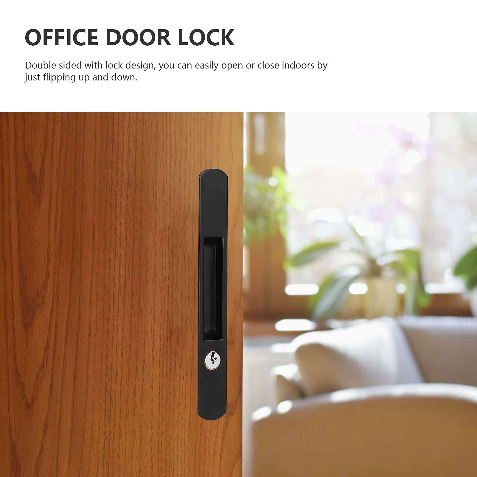 Sliding Door Lock Black Copper Zinc Alloy Lock Furniture Hardware,Sliding Door Lock with Key, for Balcony Door,for 27‑29mm Thick Sliding Doors and Window, barn Door Lock Pocket Door Lock Sliding 2