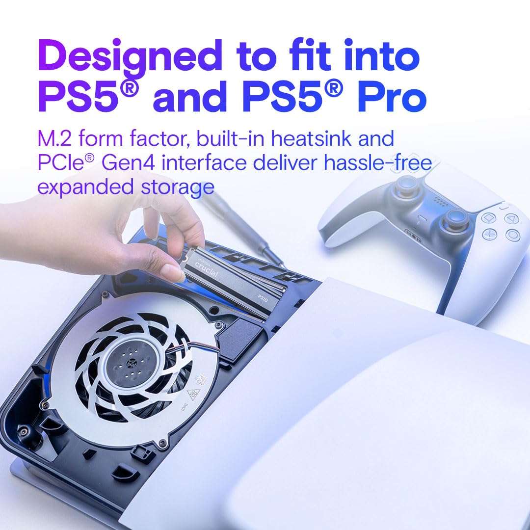 Crucial P310 2280 1TB PCIe Gen4 NVMe Gaming PS5 SSD with Heatsink, Up to 7,100MB/s, PlayStation5, Laptop & Desktop (PC) Compatible, Solid State Drive - CT1000P310SSD5-01 4