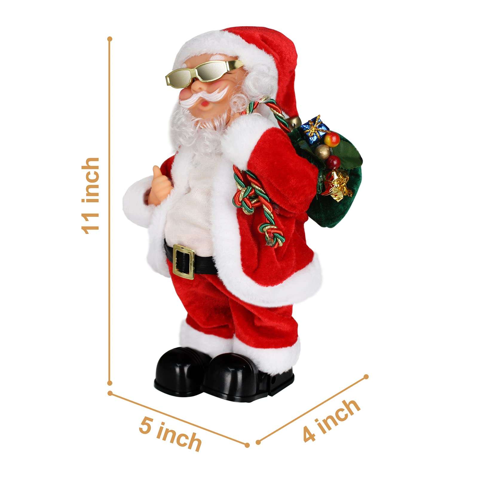 SdeNow Animated Santa Claus Shaking Belly Musical Santa Claus Singing Dancing Stuffed Christmas Santa Claus Toys Plush Electric Santa Dolls for Kids 4