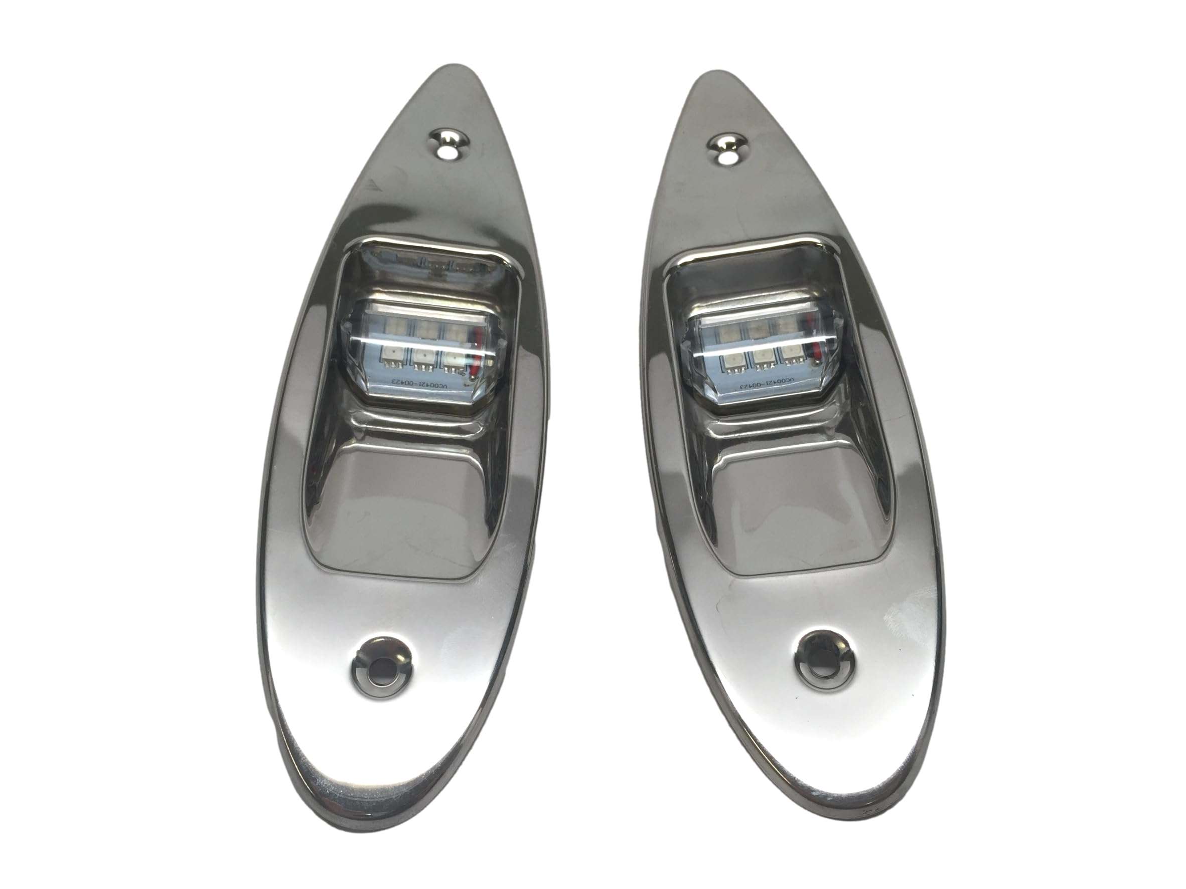 Pactrade Marine Boat Navigation Light Pair of LED Flush Mount Sidelight Red & Green Shark Eye Teardrop Bow Lights SS Vertical Mount 12V Signal Lights for Small Boat, Pontoon, Sailing, Skiff and More