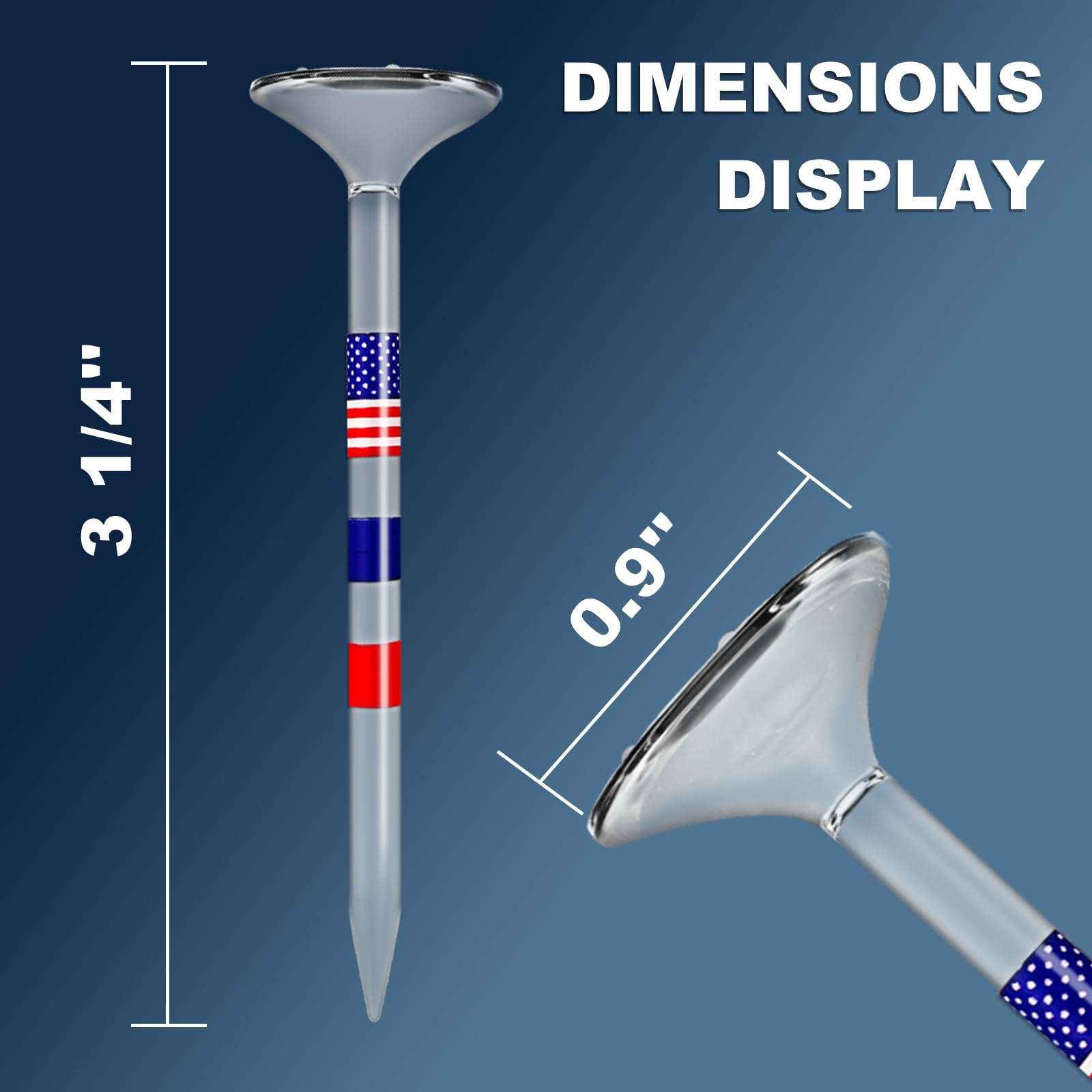 Pulselala Premium Golf Tees, 3 1/4'' Unbreakable Transparent Plastic Golf Tees, Reduces Friction & Side Spin, Golf Accessories Gift for Men American Flag（50 Count） 3