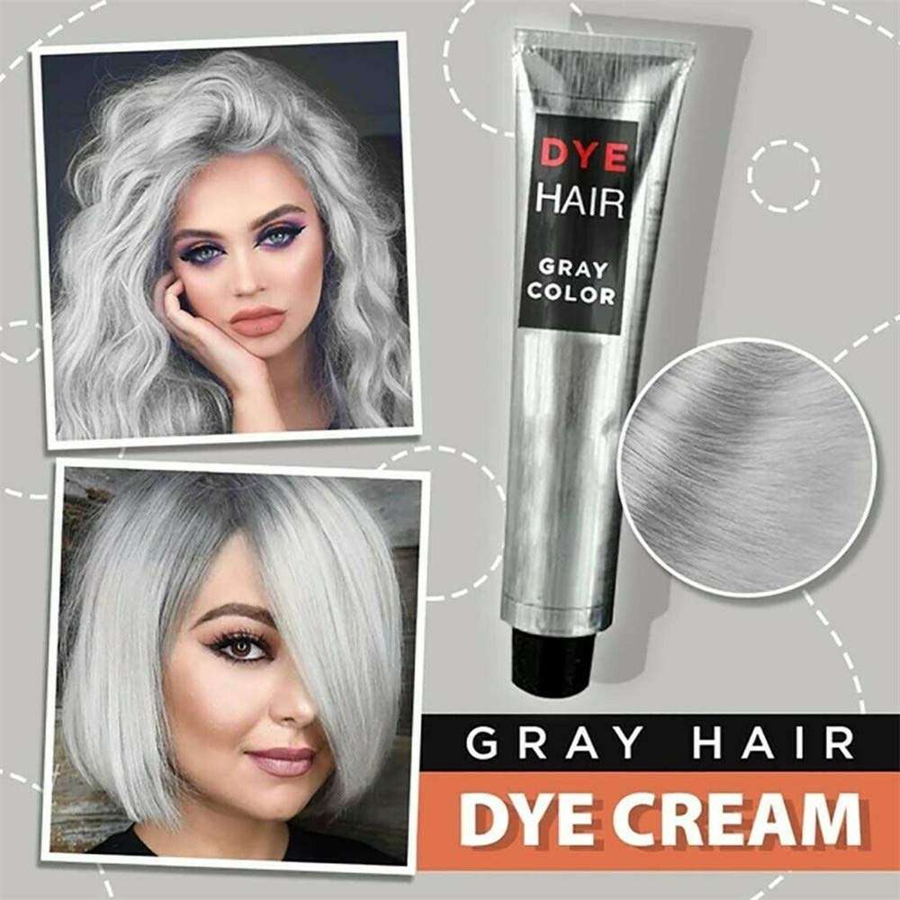 Silver Gray Hair Dye Cream, 100ml Hair Color Super Gray Dye Hair Cream, Unisex DIY Fashion Gray Silver Color - Long-Lasting, Easy to Use, A Dye Cares for Your Hair (1PC) 3
