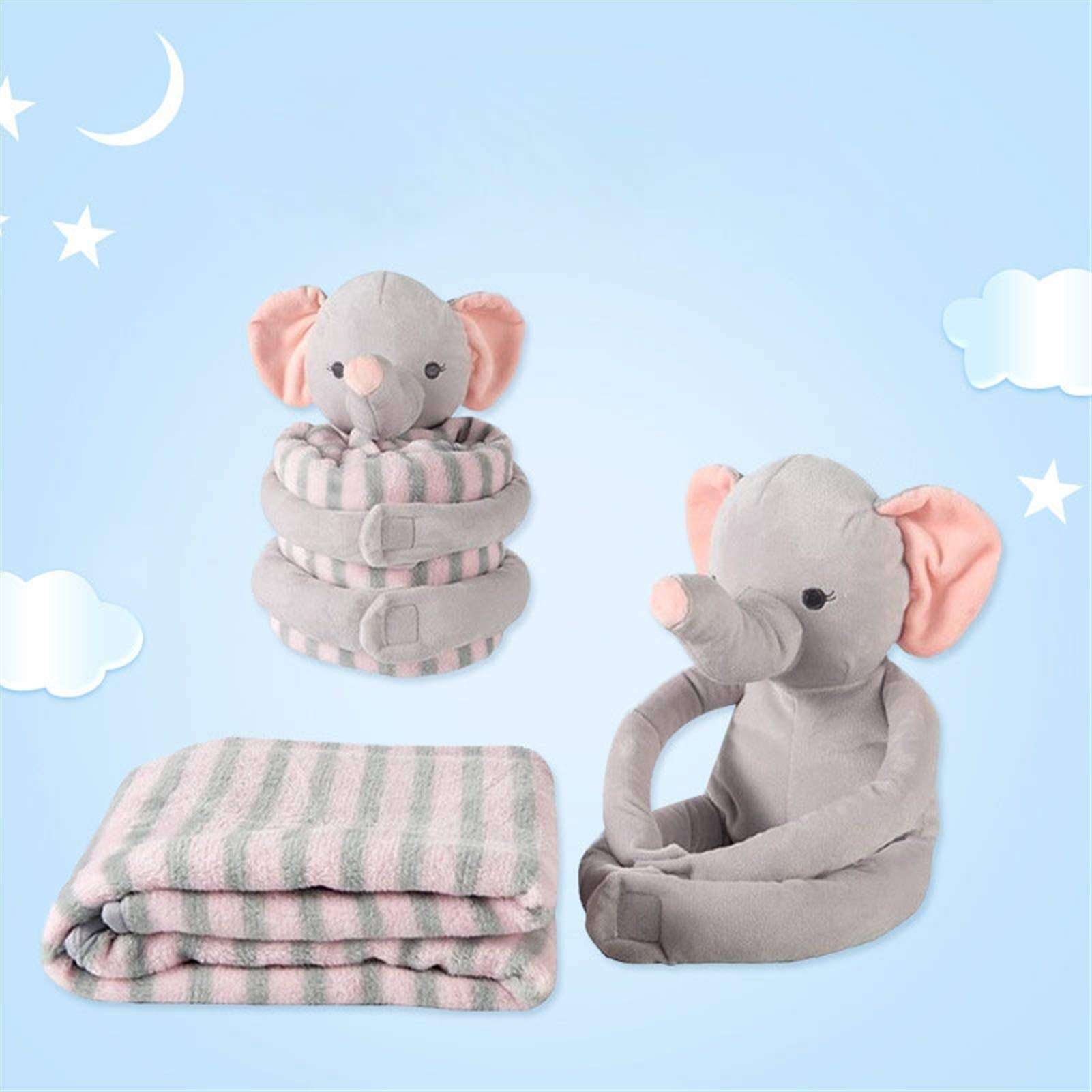 whbage Blanket 2pcs/Set Cartoon Cute Animal Doll Pillow + Super Soft Stuffed Crystal Velvet Nap Shawl Blanket for Children Girls Birthday Gift (Color : Pink Rabbit, Size : 90x80cm) 3