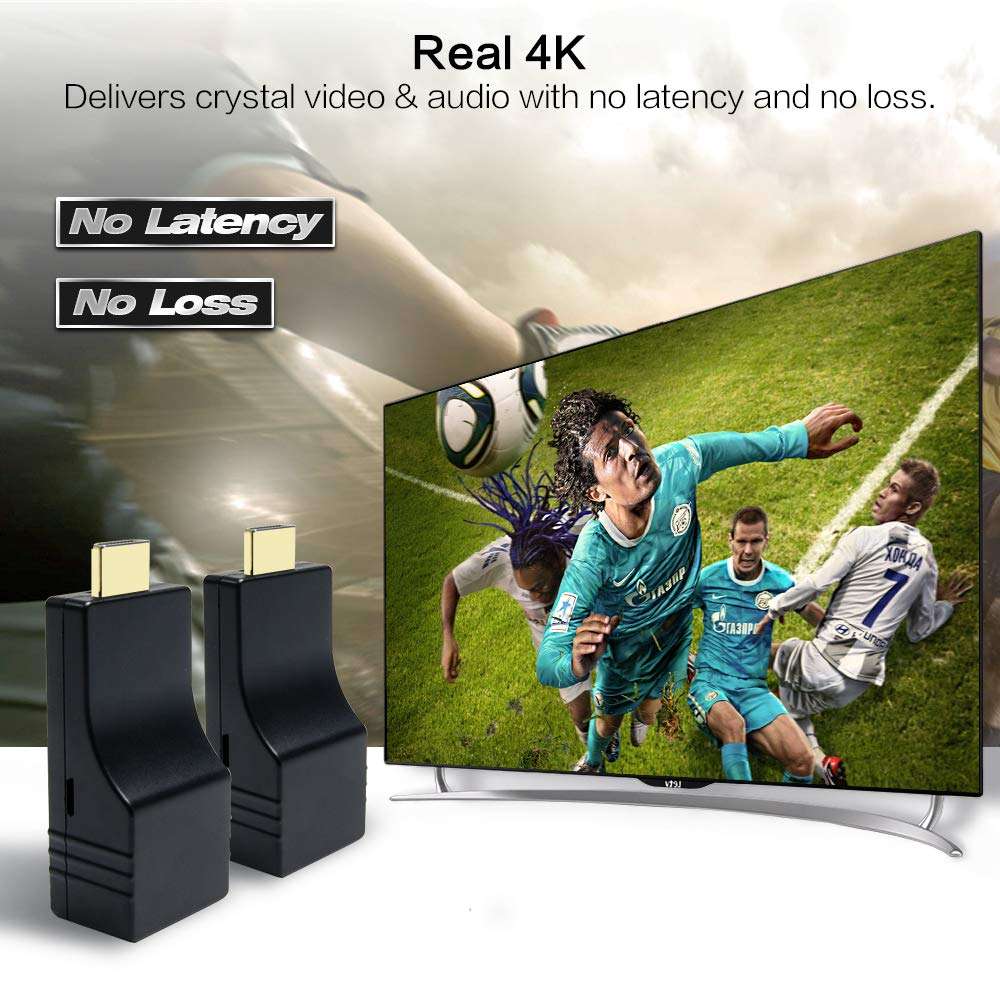 DDMALL Mini 4K HDMI Extender HE-30 with CAT8 Ethernet Cable 10ft Black 5