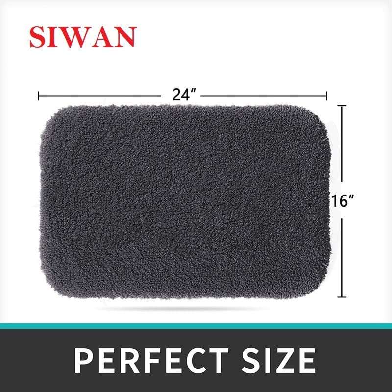 SIWAN 1PC Anti Slip Bath Mat Extra Soft and Absorbent Microfiber Rug for Home, Bathroom, Bedroom, Hall (Grey / 40x60 cm) 5