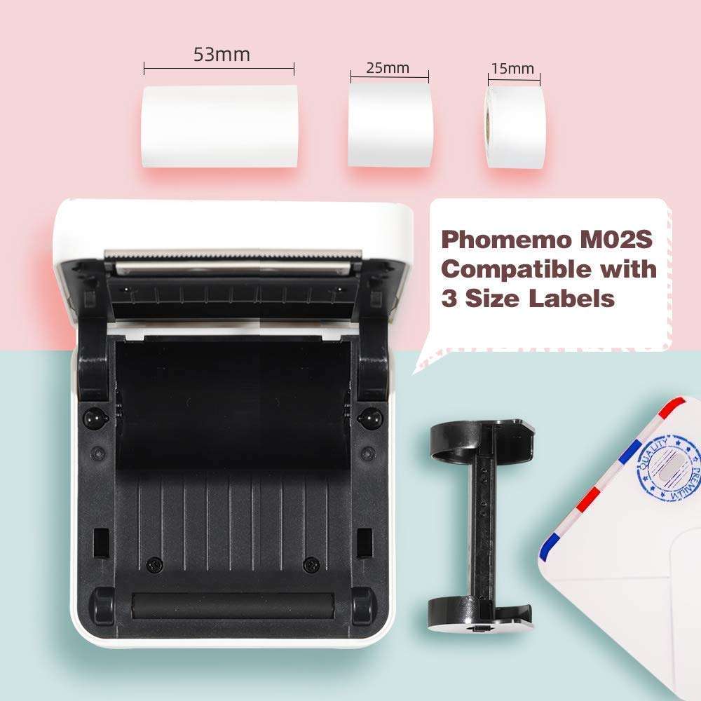 Phomemo M02S Pocket Printer- Bluetooth Thermal Photo Printer with 3 Rolls Colorful Sticker Paper, Compatible with iOS + Android for Plan Journal, Study Notes, Art Creation, Work, Gift 3