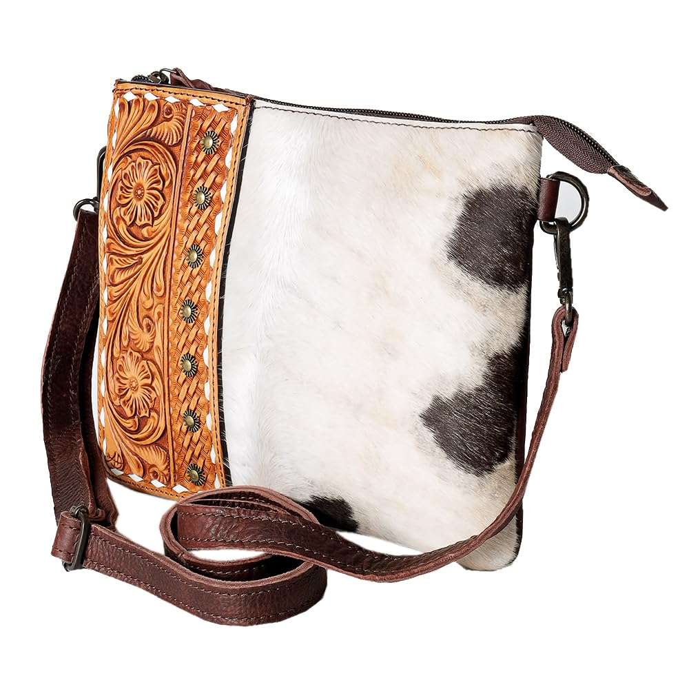 American Darling Beautifully Hand Tooled Hair-On Genuine Leather women bag western handbag purse 1