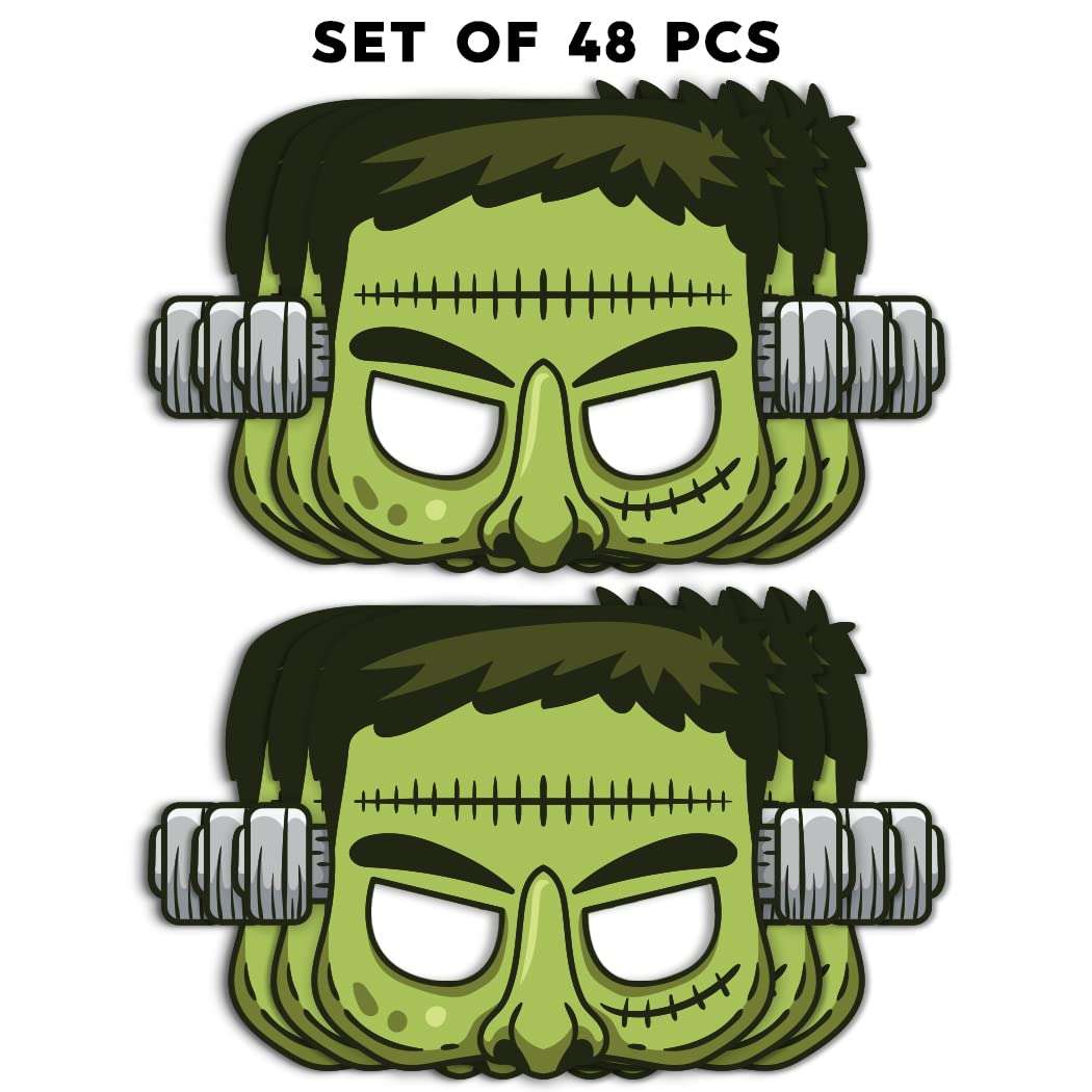 Festiko® Halloween Theme Eye Masks (48 Pcs), Halloween Theme Party Supplies, Return Gifts for Kids, Halloween Theme Party Items,Frankenstein Eye Masks for Kids 3