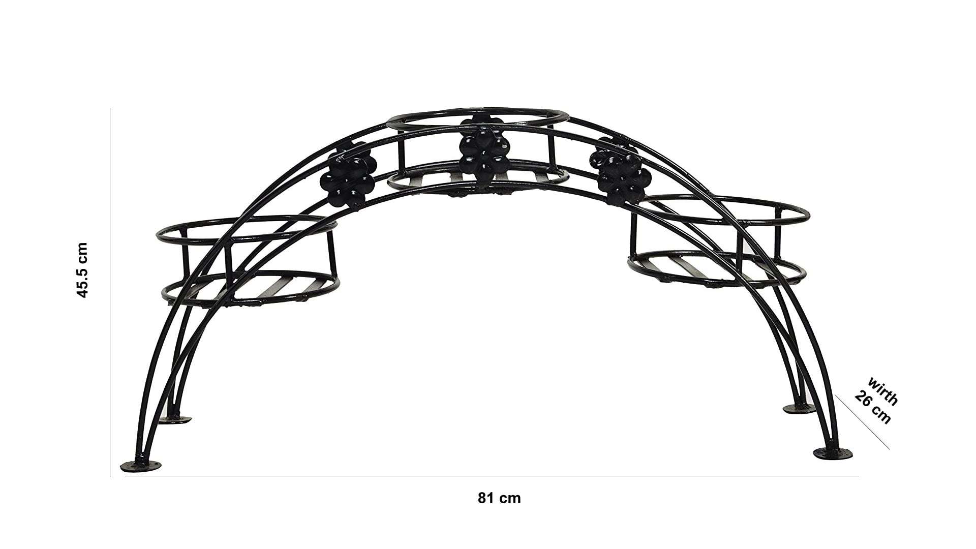 GIG Handicrafts 3 Tier Iron Pot Stand Plant Stand Plant Holder with 3 Iron Pots Indoor and Outdoor (66 cm x 18 cm x 30 cm, Orange and Black) 4