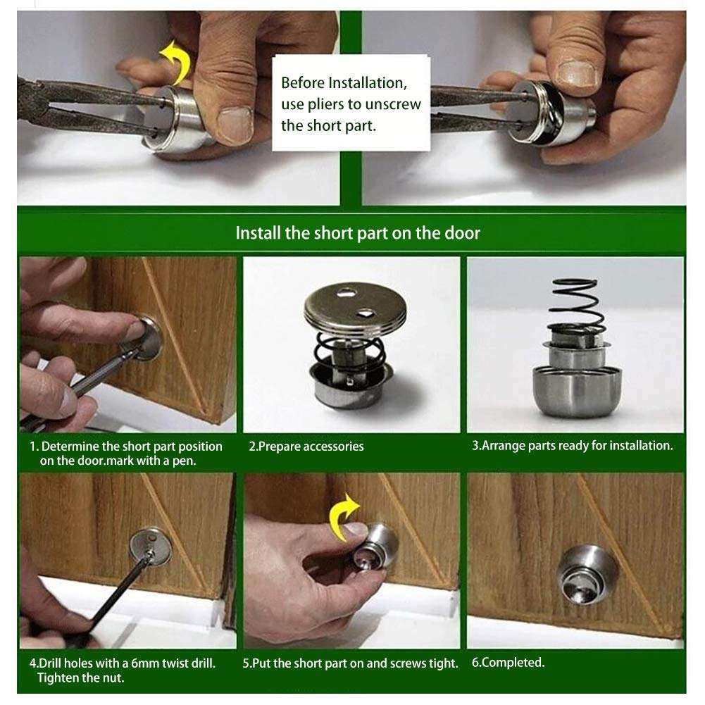 Door Stopper,Magnetic Door Stop,3.8 inch Extra Long Door Stop Wall Protector, Soft-Catch Stainless Steel Door Catch,Heavy Duty Door Holder, Brushed Modern Solid Rigid Floor Door Stopper 1Pack 5