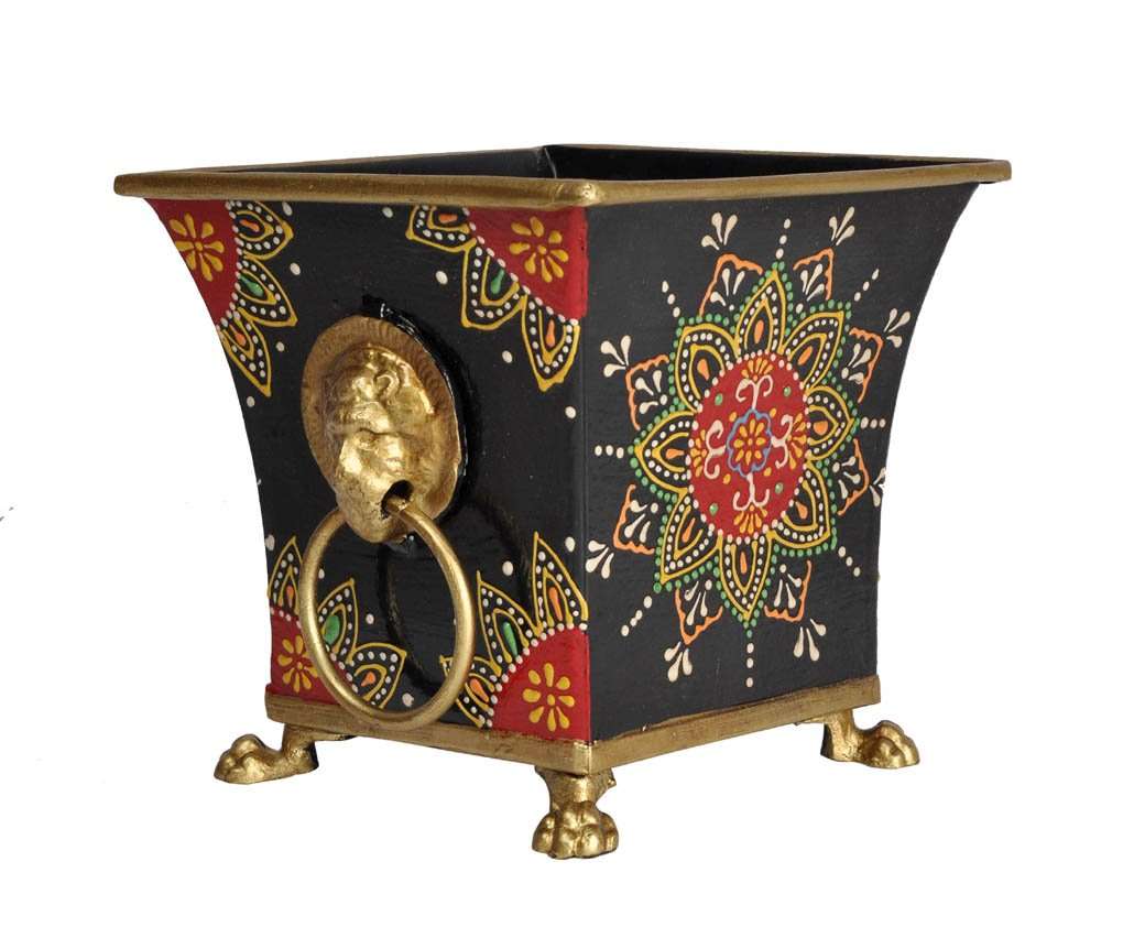 Lalhaveli Home Garden Balcony Decor Iron Garden Decorative Outdoor Flower Pot Stand Flower Plant Stand for Balcony (5X5X4.5 Inch) 3