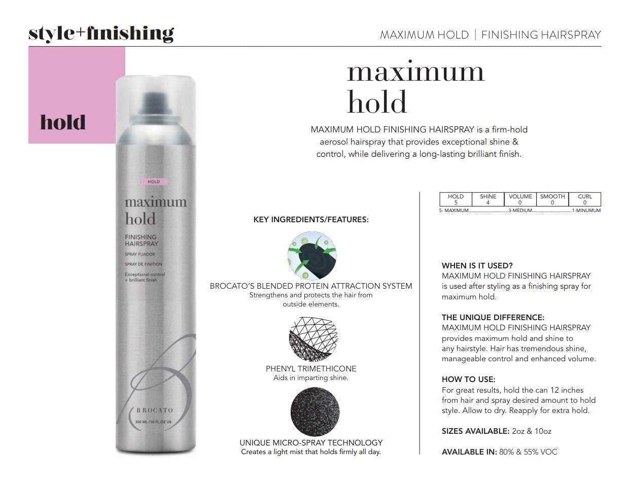 Brocato Maximum Hold Finishing Hairspray (50% VOC), 10oz | Exceptional Control and Brilliant Finish | For All Hair Styles 4