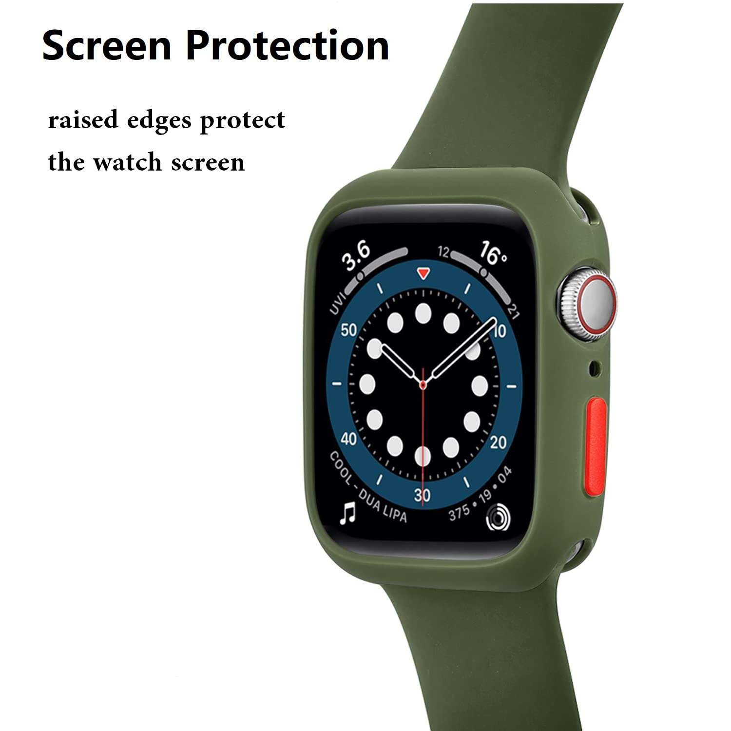 Hontao Ultra Thin Soft TPU Shockproof Bumper Case for iWatch Apple Watch Series SE 6/5/4 Olive Green 44mm 3